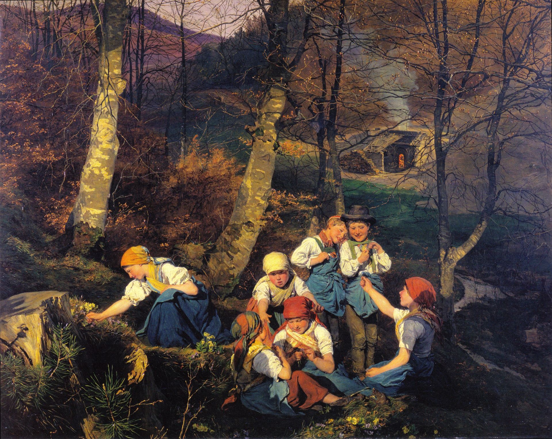 The violets pickers (Early Spring in the Wienerwald) by Ferdinand Georg Waldmüller