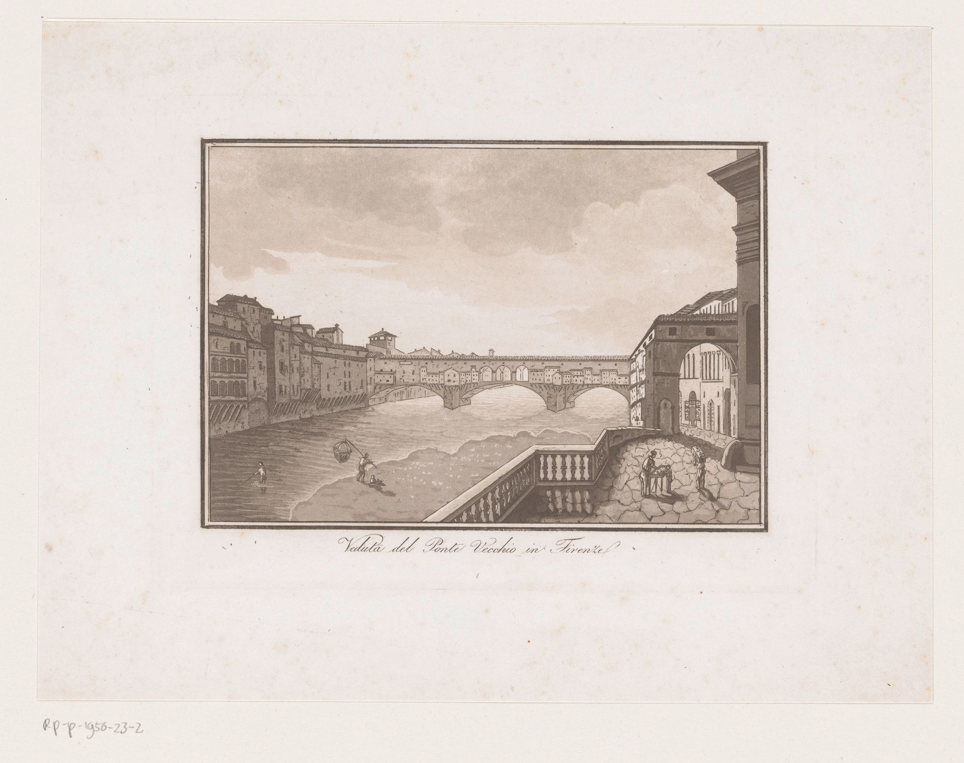Gezicht op Ponte Vecchio in Florence by Giuseppe Molini