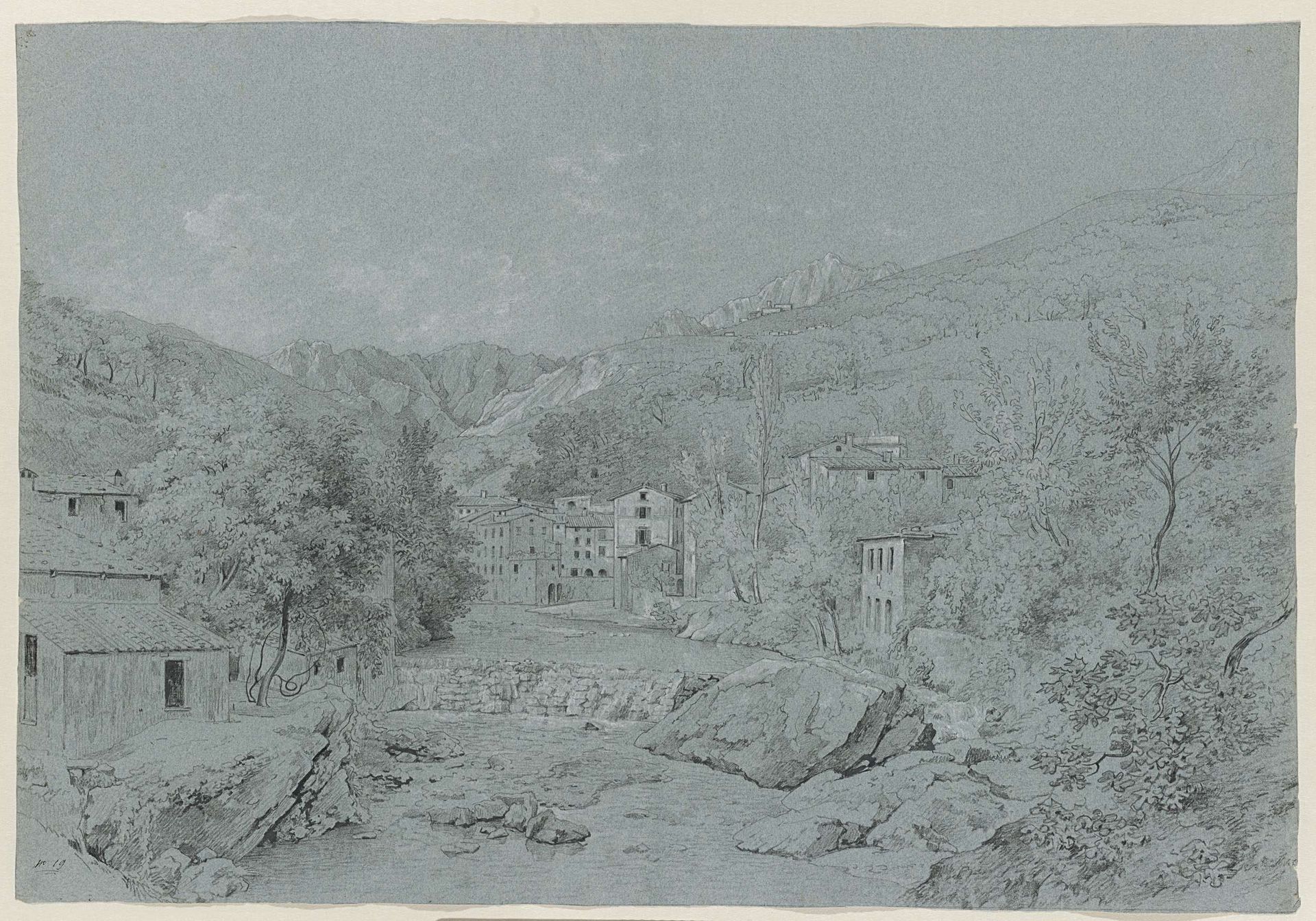 View of a riverbed (the Tiber?) by Abraham Teerlink