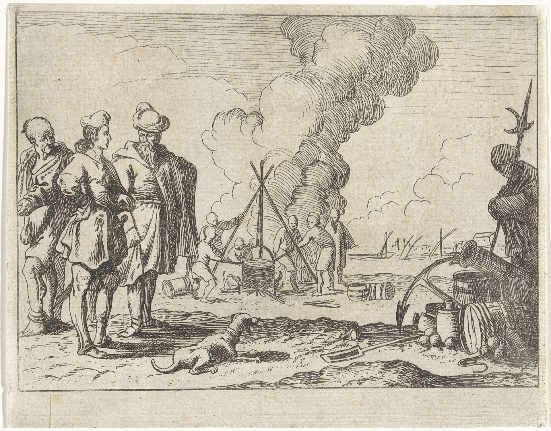Islamitische galeislaven op het strand by M. Schaep