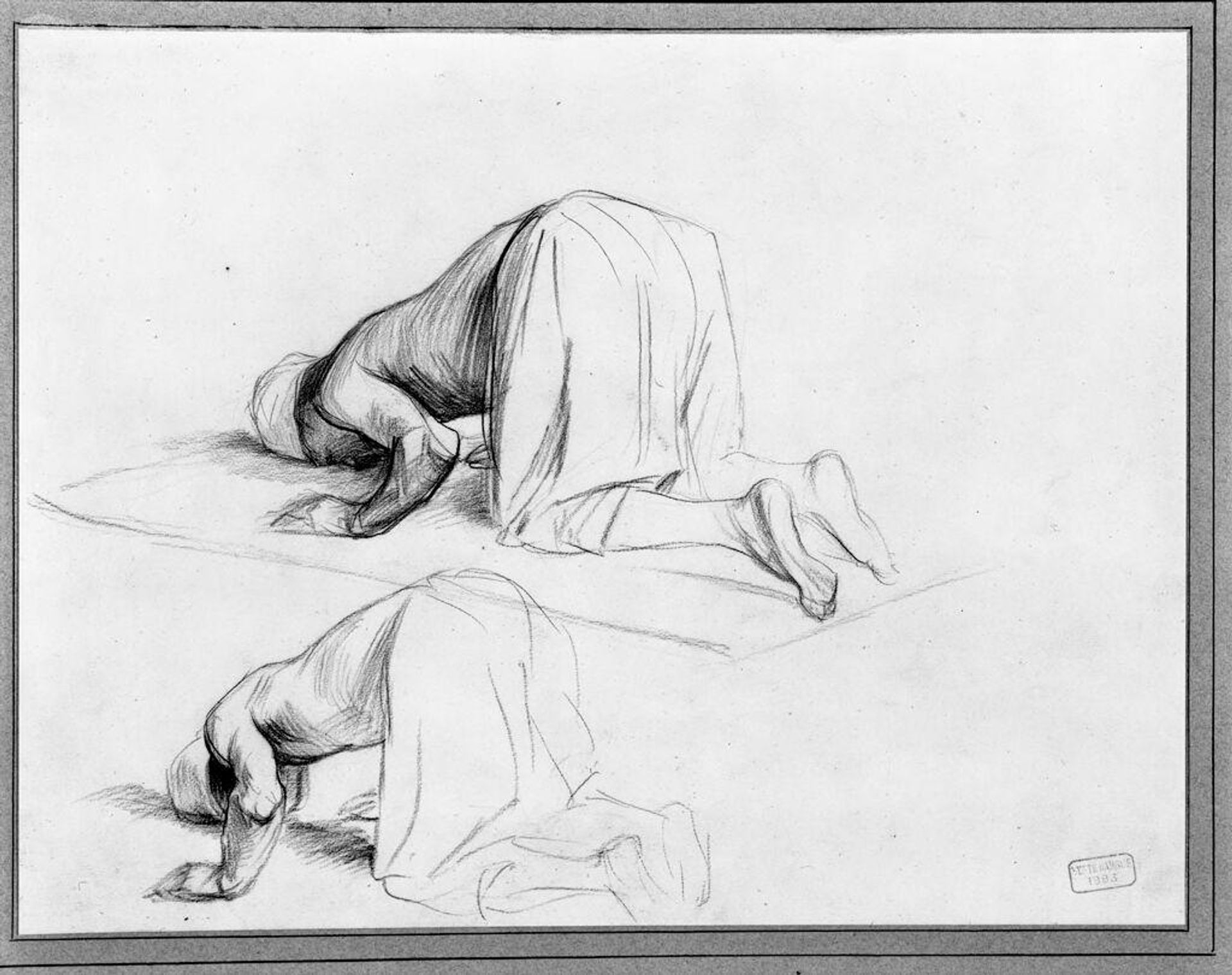 Two Studies of a Man at Prayer by Charles Bargue