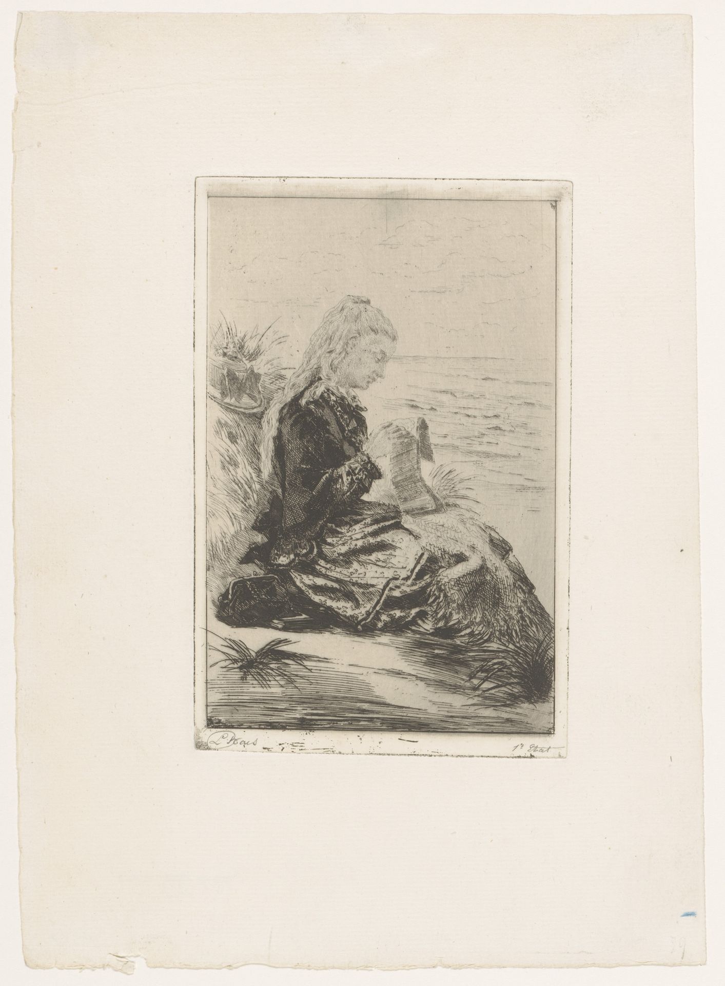 Bordurend meisje in de duinen by Edgar Alfred Baes