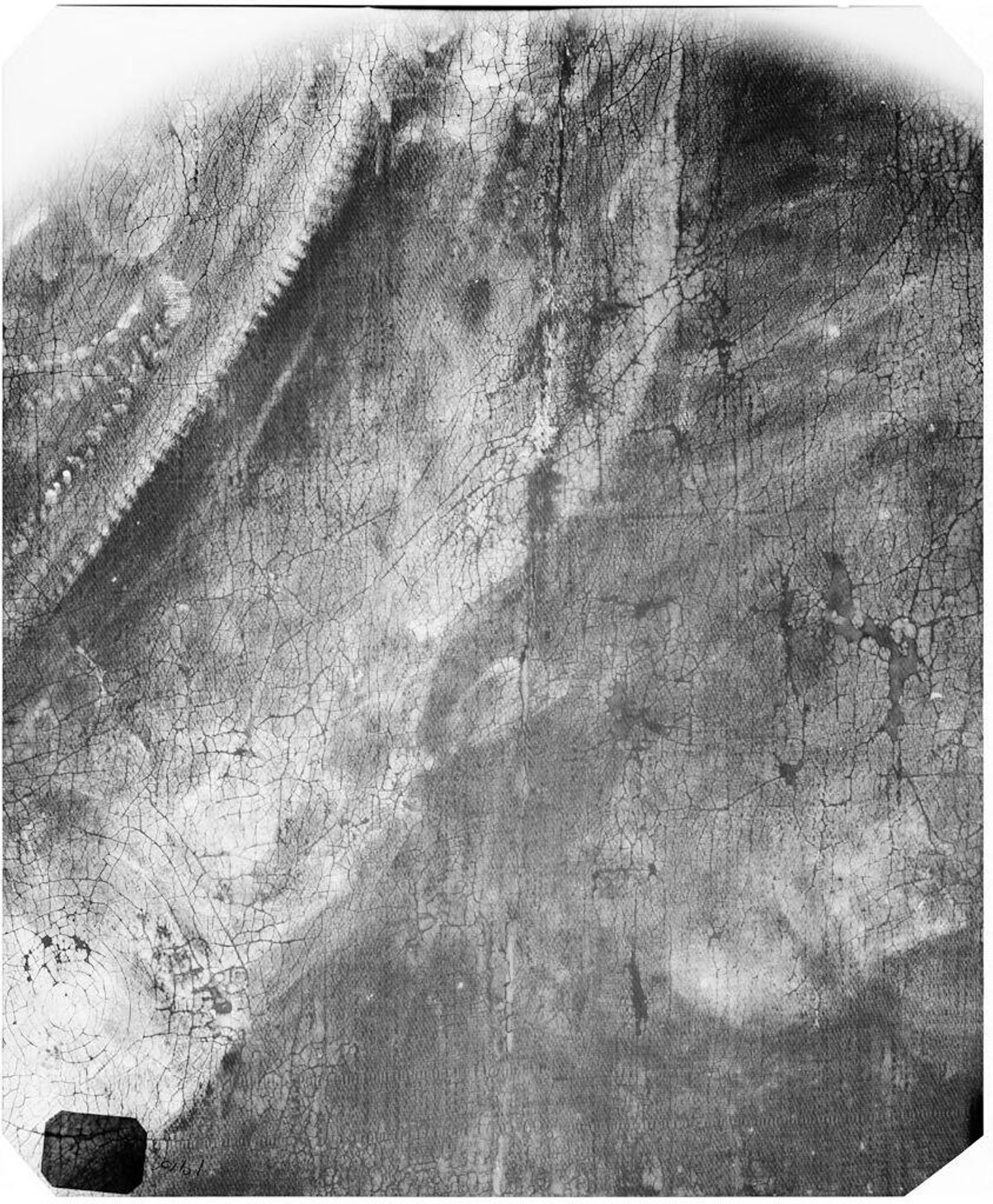 X-radiograph(s) of "Bishop and Man in Adoration (fragment)" by Artist of original: (?) Titian (Tiziano Vecellio)