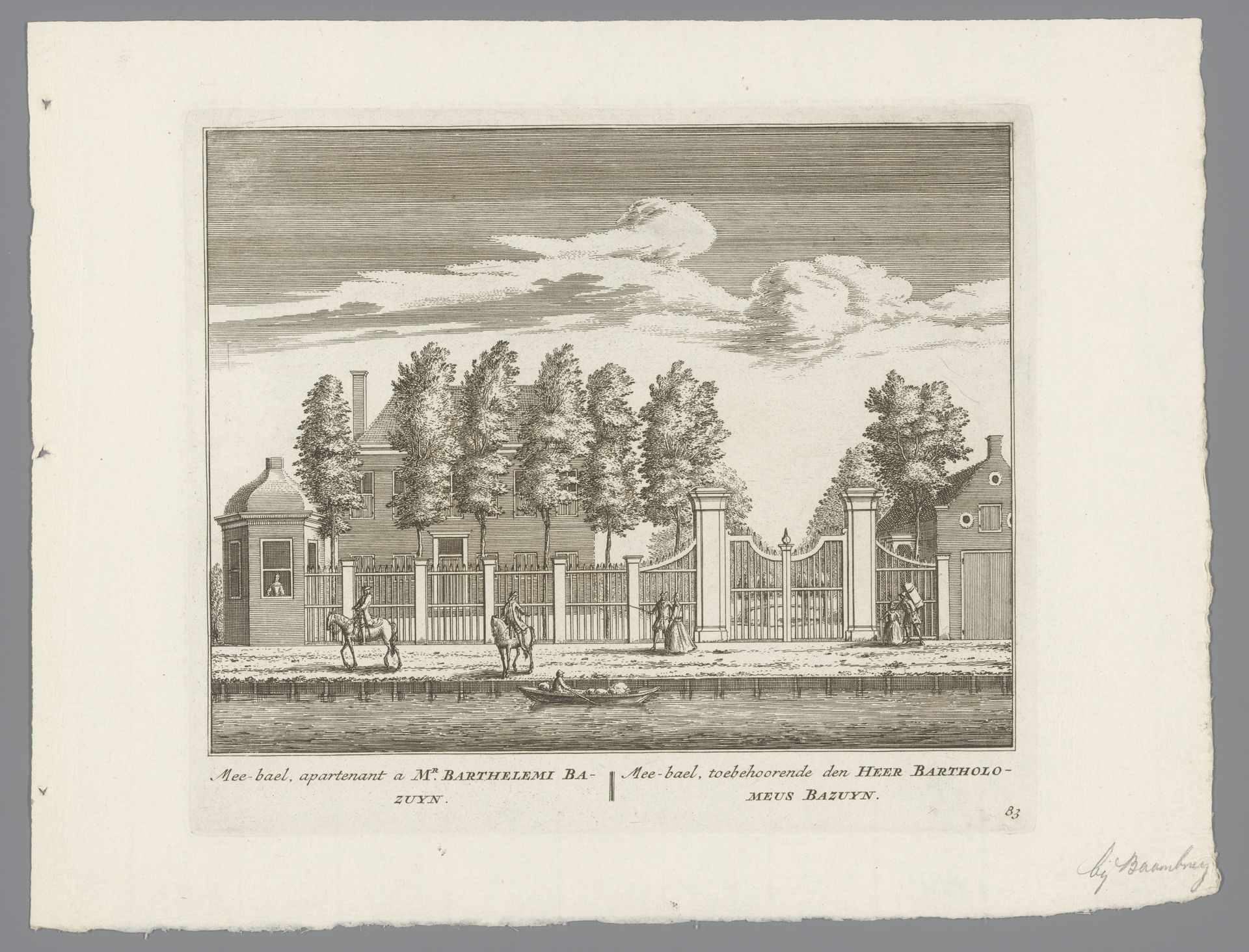 Gezicht op de buitenplaats Meebaal, bij Baambrugge by Abraham Rademaker