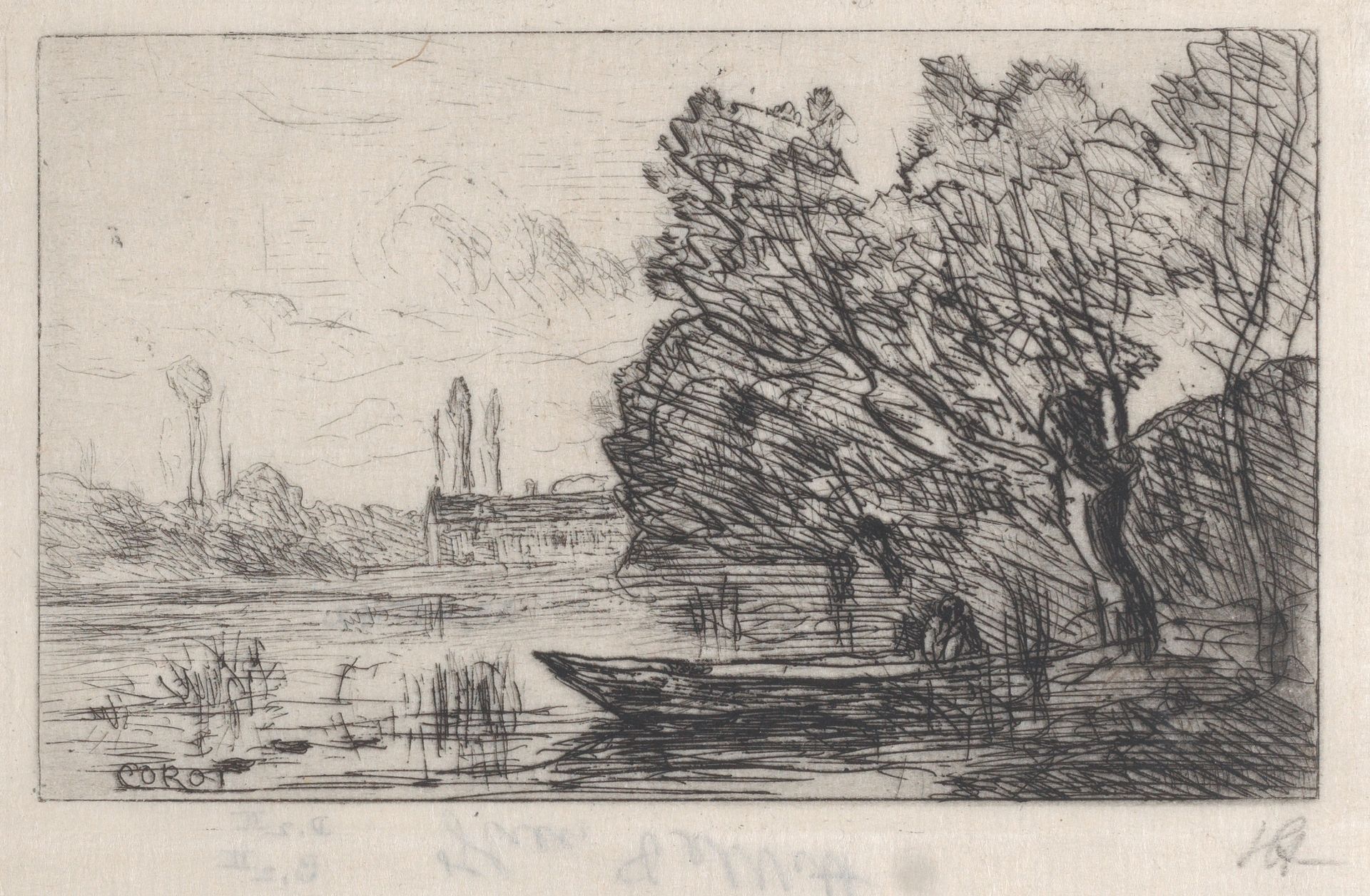 Ville d'Avray: Boat Under the Willows (Morning Effect) by Camille Corot