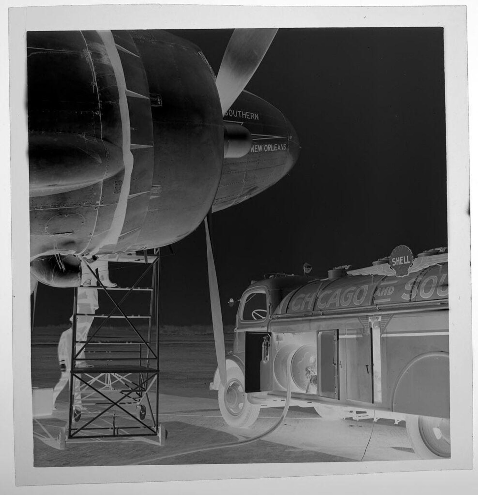 Untitled (front of airplane with propellor) by Jack Gould