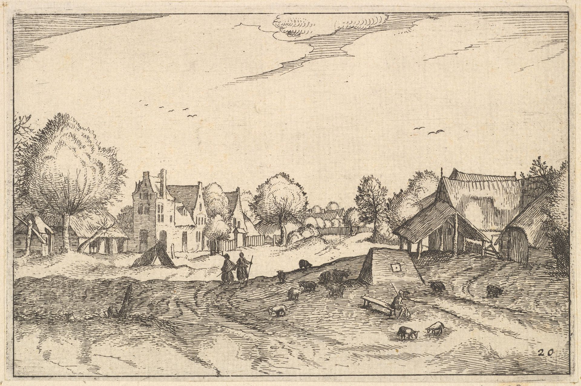 Village Road, plate 20 from "Regiunculae et Villae Aliquot Ducatus Brabantiae" by Claes Jansz. Visscher