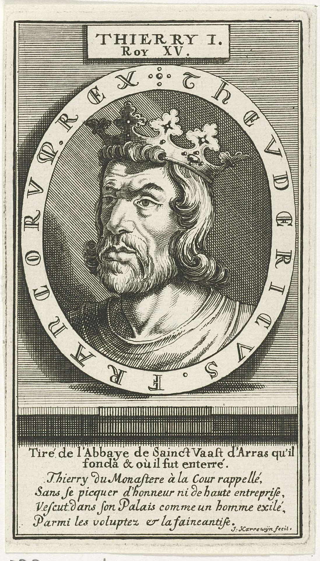 Portret van Theuderik I by Jacobus Harrewijn