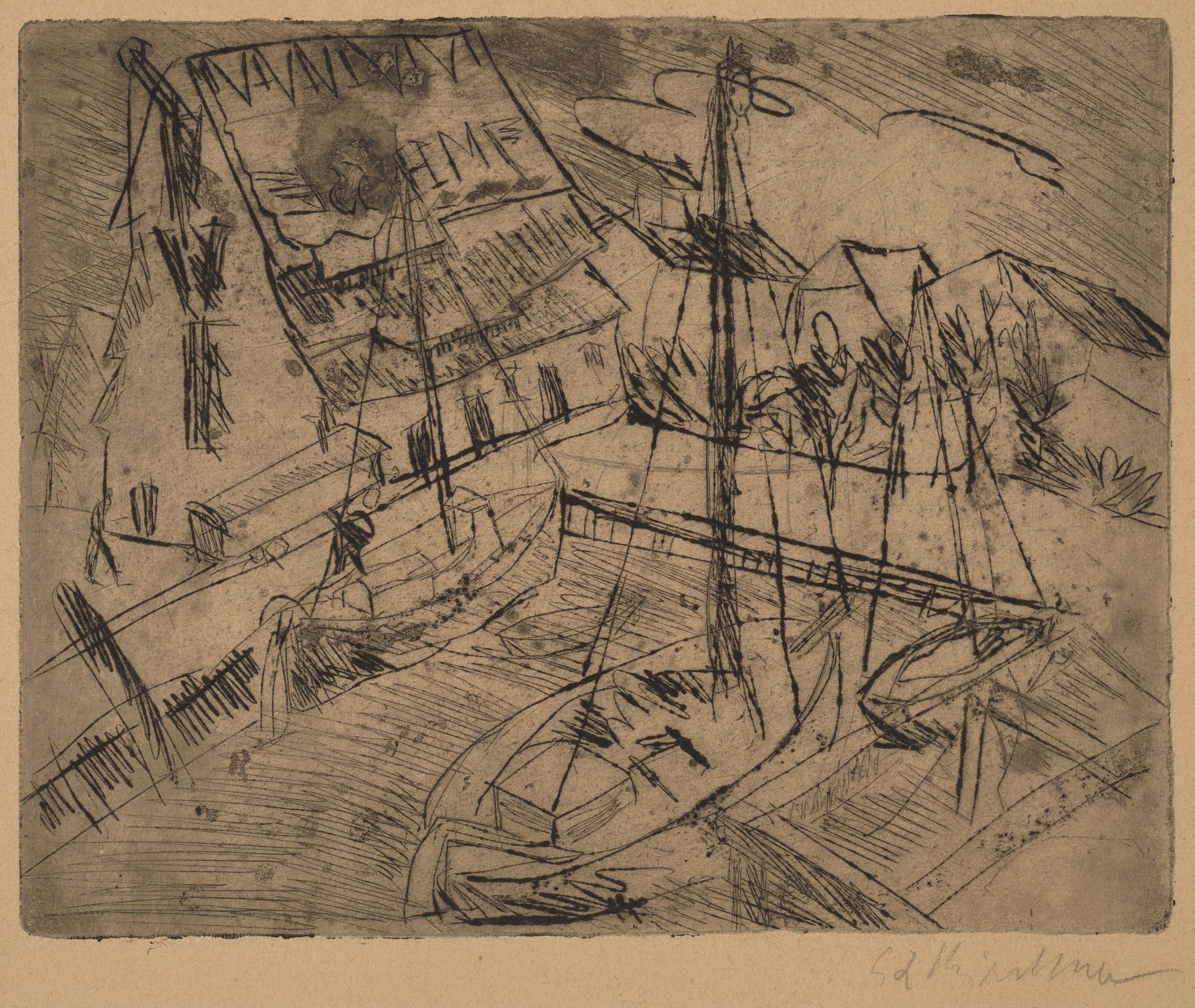 Harbor at Burgstaaken by Ernst Ludwig Kirchner