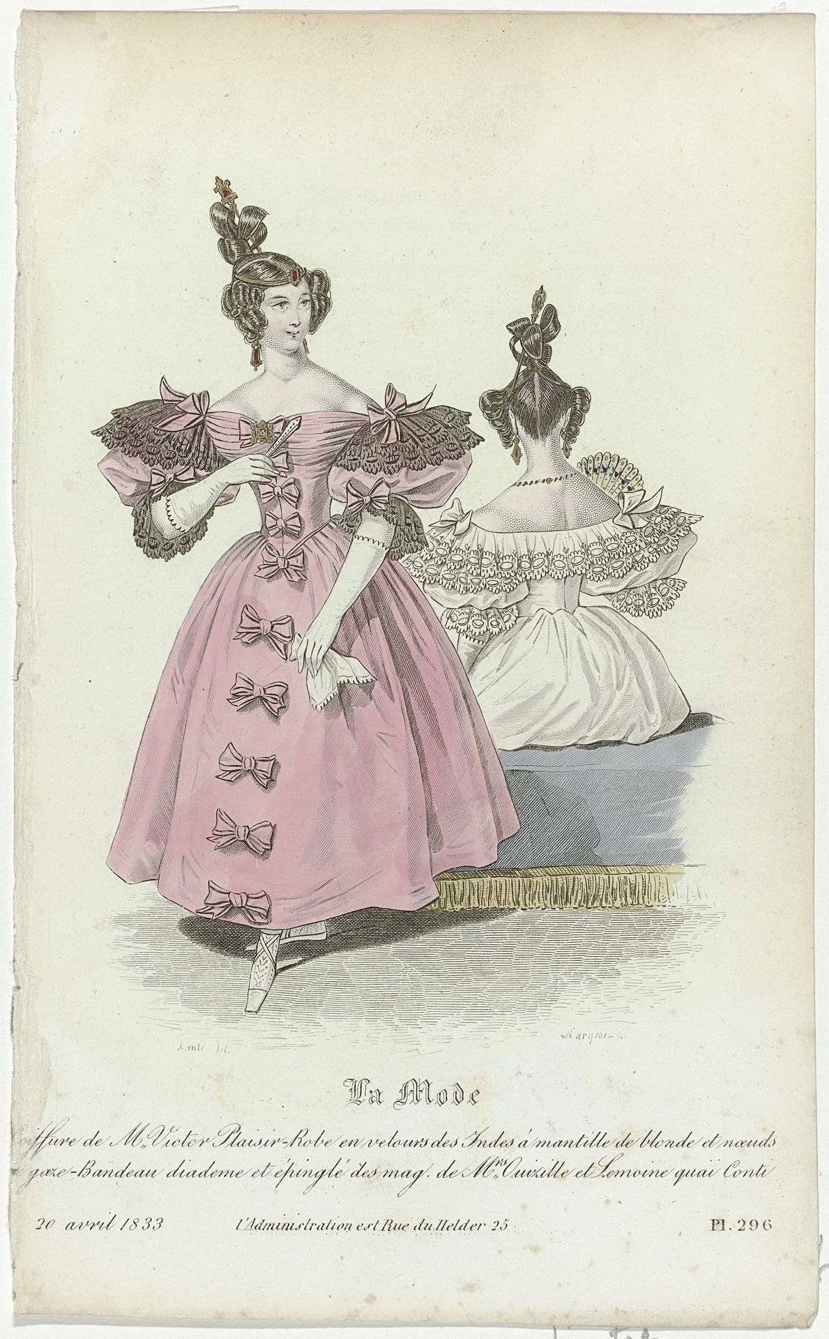 La Mode, 20 avril 1833, Pl. 296 : Coiffure de M. Victor Plaisir (...) by Jean-Denis Nargeot