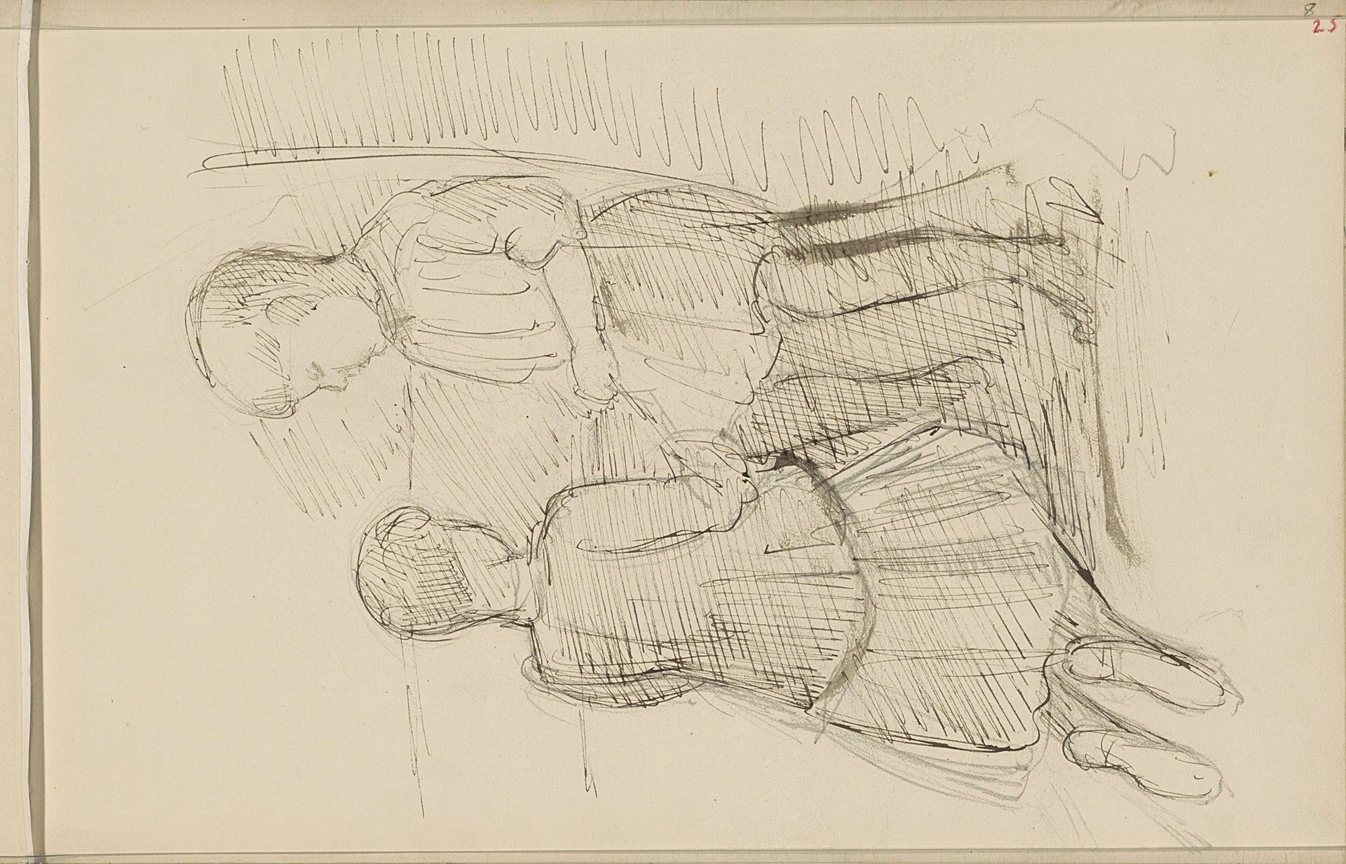 Knielende figuur bij een staand kind by Jozef Israëls