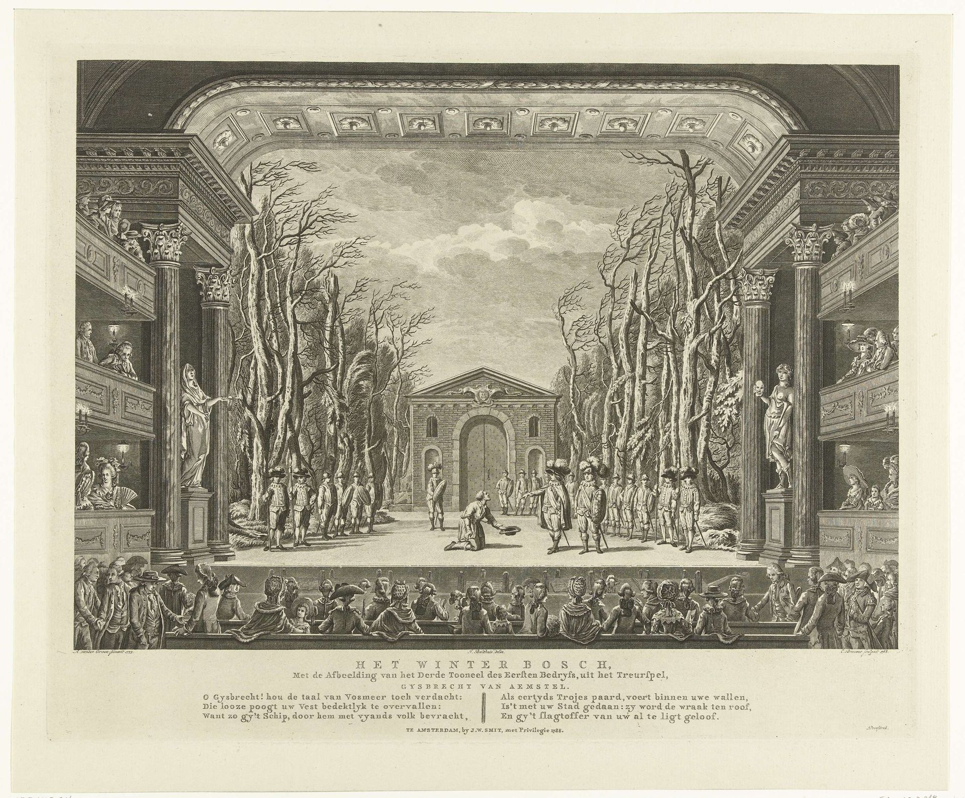 Decor met het winterbos in de Nieuwe Schouwburg te Amsterdam by Cornelis Brouwer