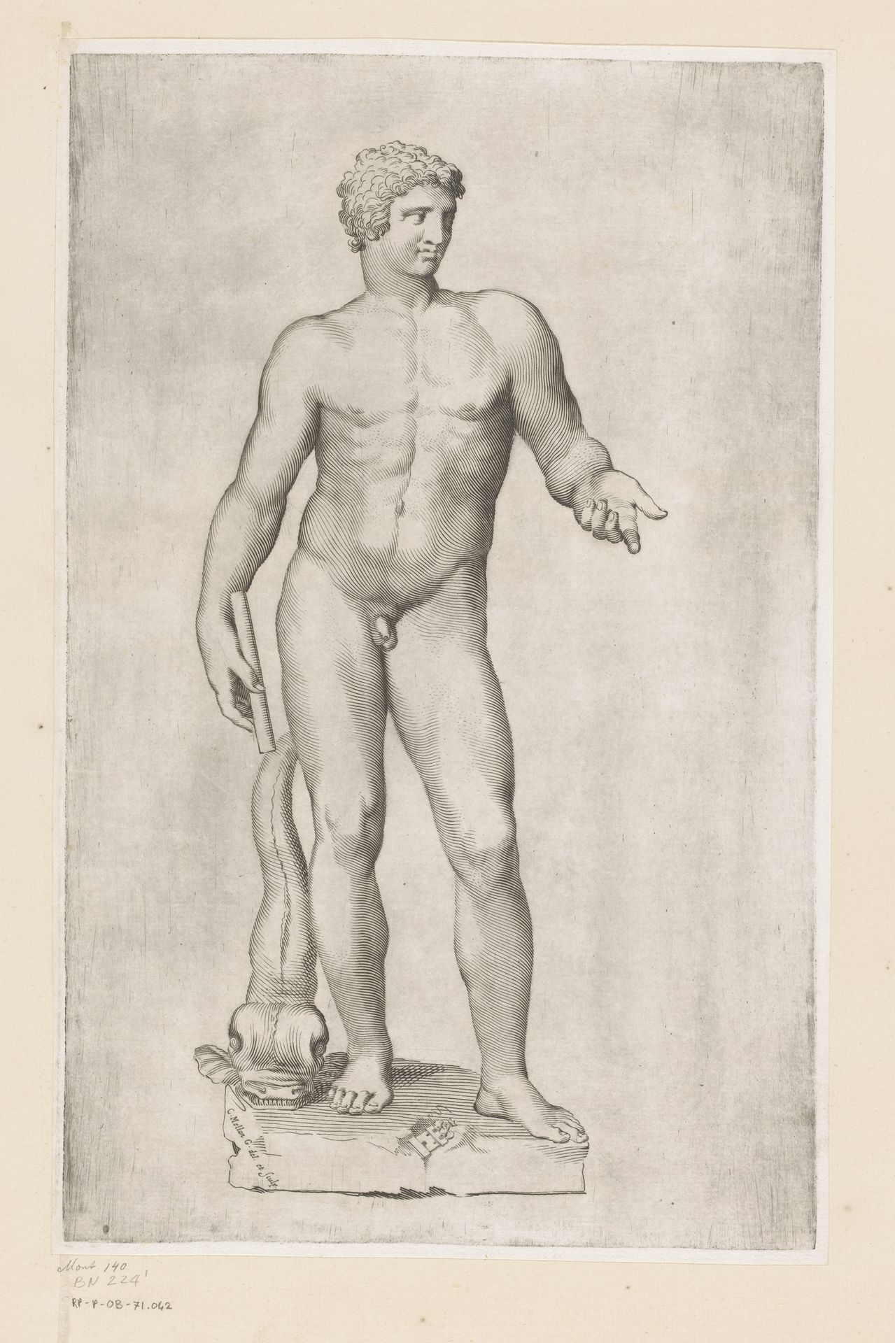 Standbeeld van een naakte jongeman by Claude Mellan