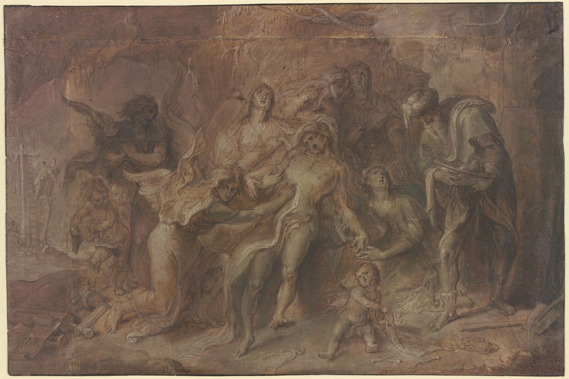 Der Leichnam Christi nach der Kreuzabnahme, umgeben von Maria und den Engeln by Anthony van Dyck