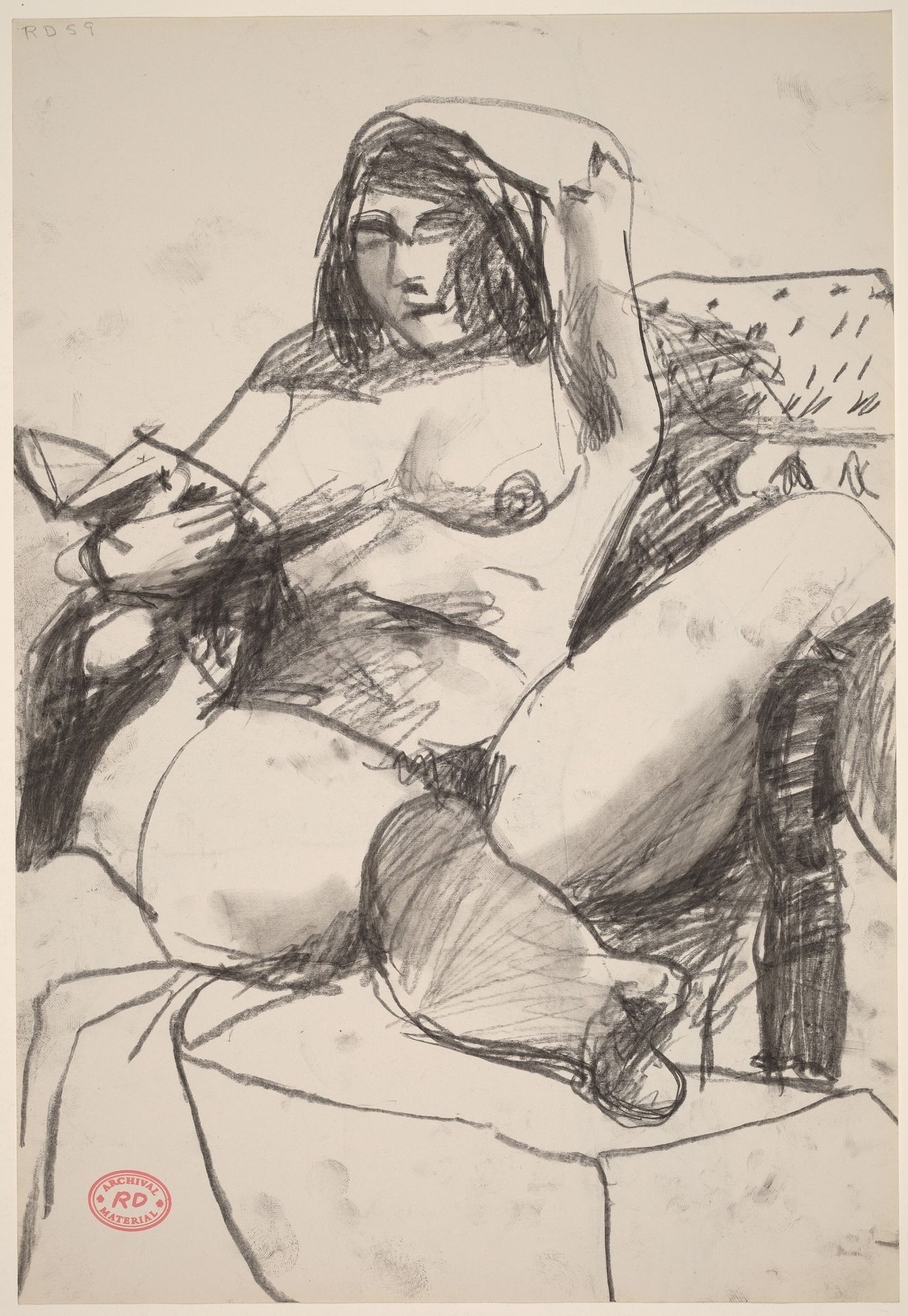 Untitled [female nude seated and reading] [recto] by Richard Diebenkorn
