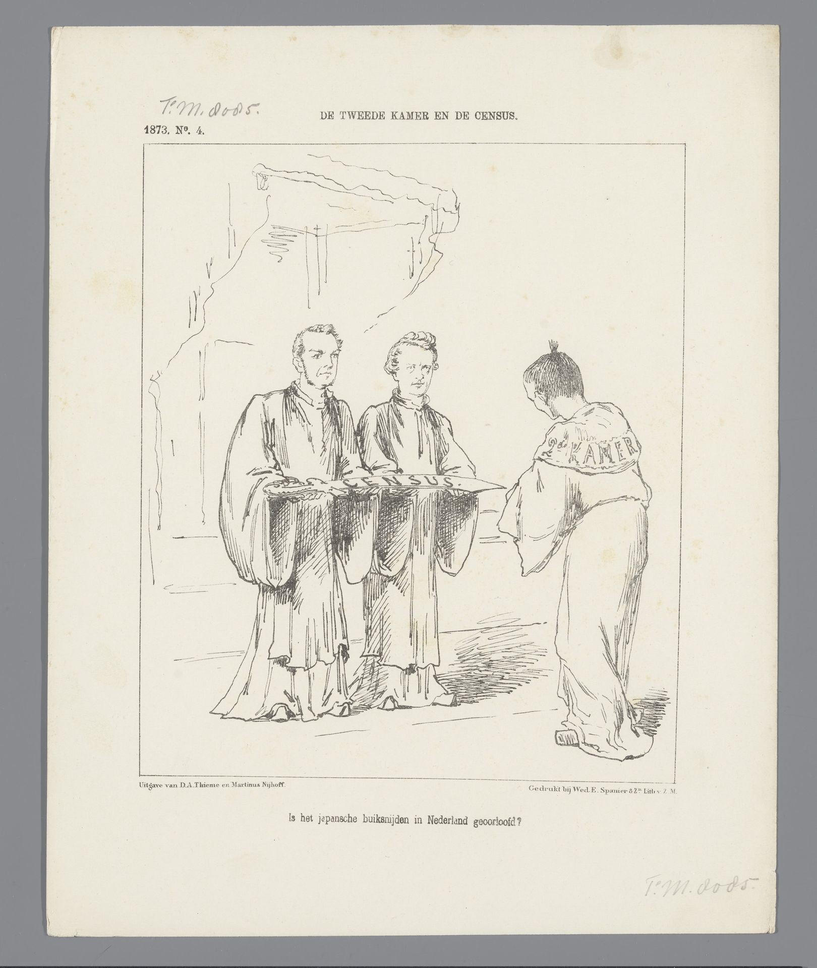 Spotprent met Geertsema en De Vries, 1873 by Johan Michaël Schmidt Crans