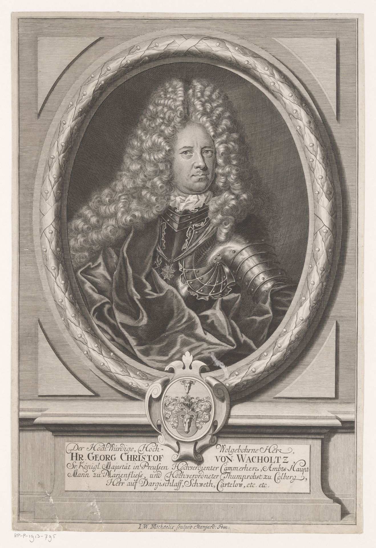 Portret van Georg Christoph von Wachholtz by Johann Wilhelm Michaelis