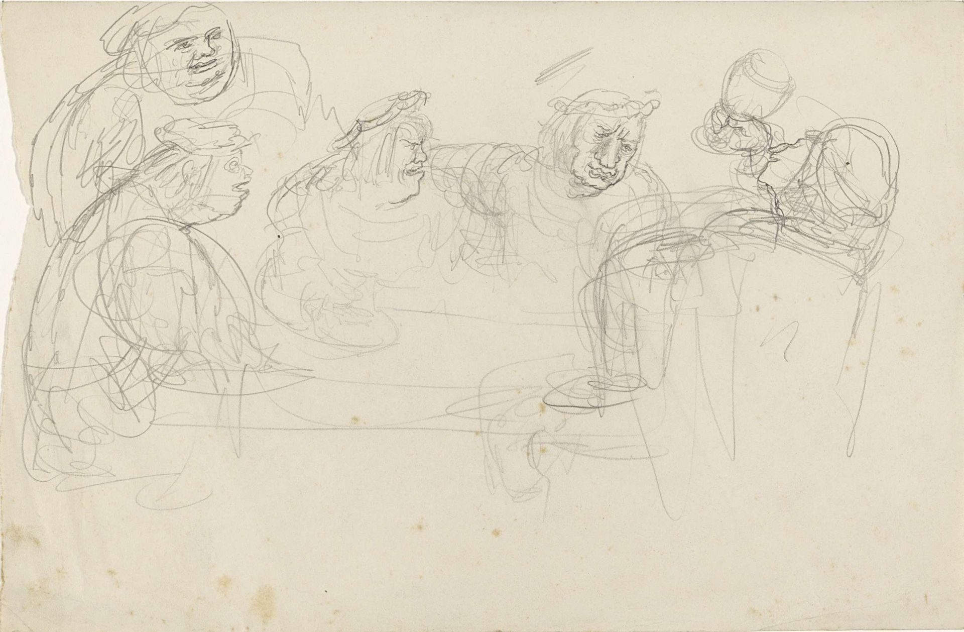 Gezelschap van mannen aan een tafel by Henk Henriët