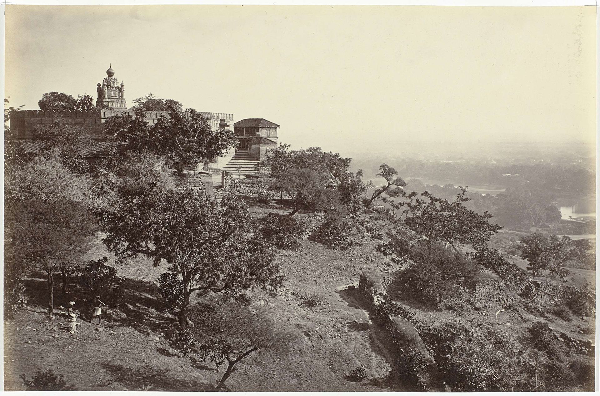 View of the Parvati temple complex in Pune, Maharashtra, India by Samuel Bourne