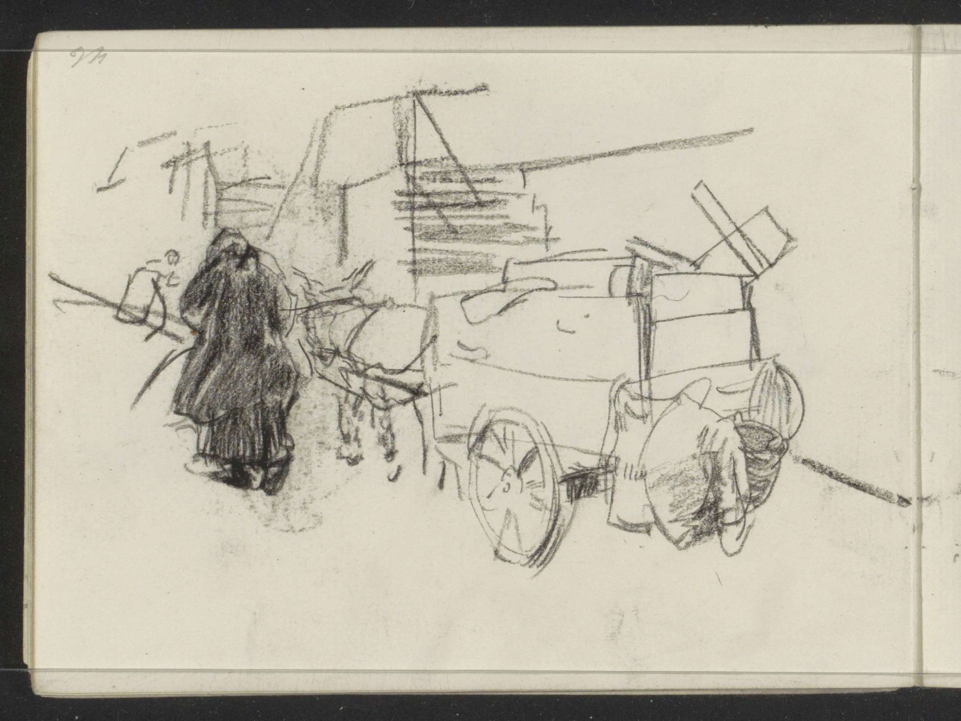 Vrouw bij een ezelkar by Isaac Israels