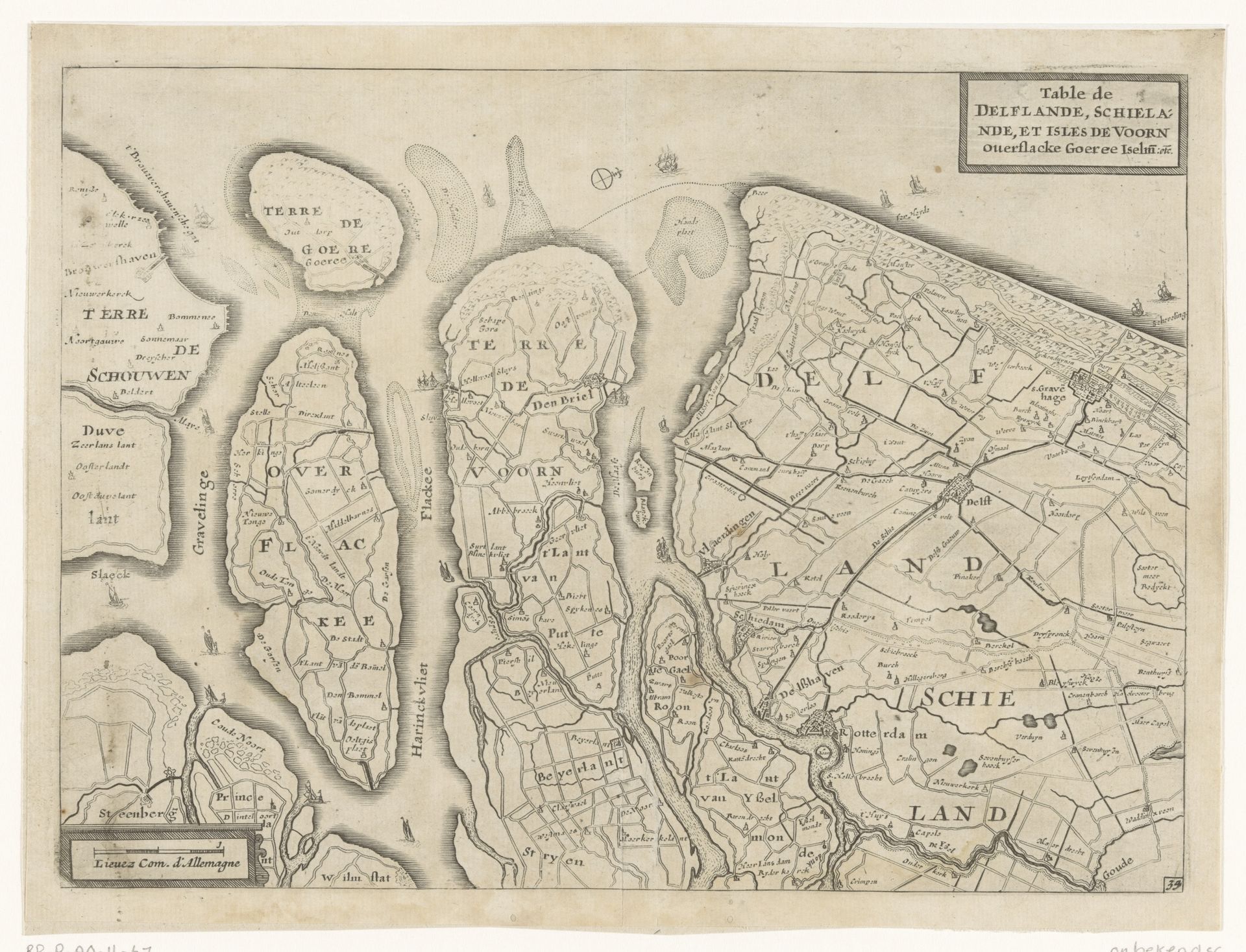 Kaart van Delfland, Schieland en de Zuid-Hollandse eilanden by Anonymous