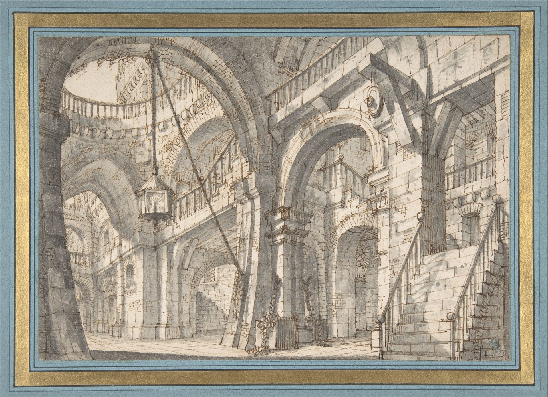 Perspective for a Stage Set with Stairs and Arches by Serafino Brizzi