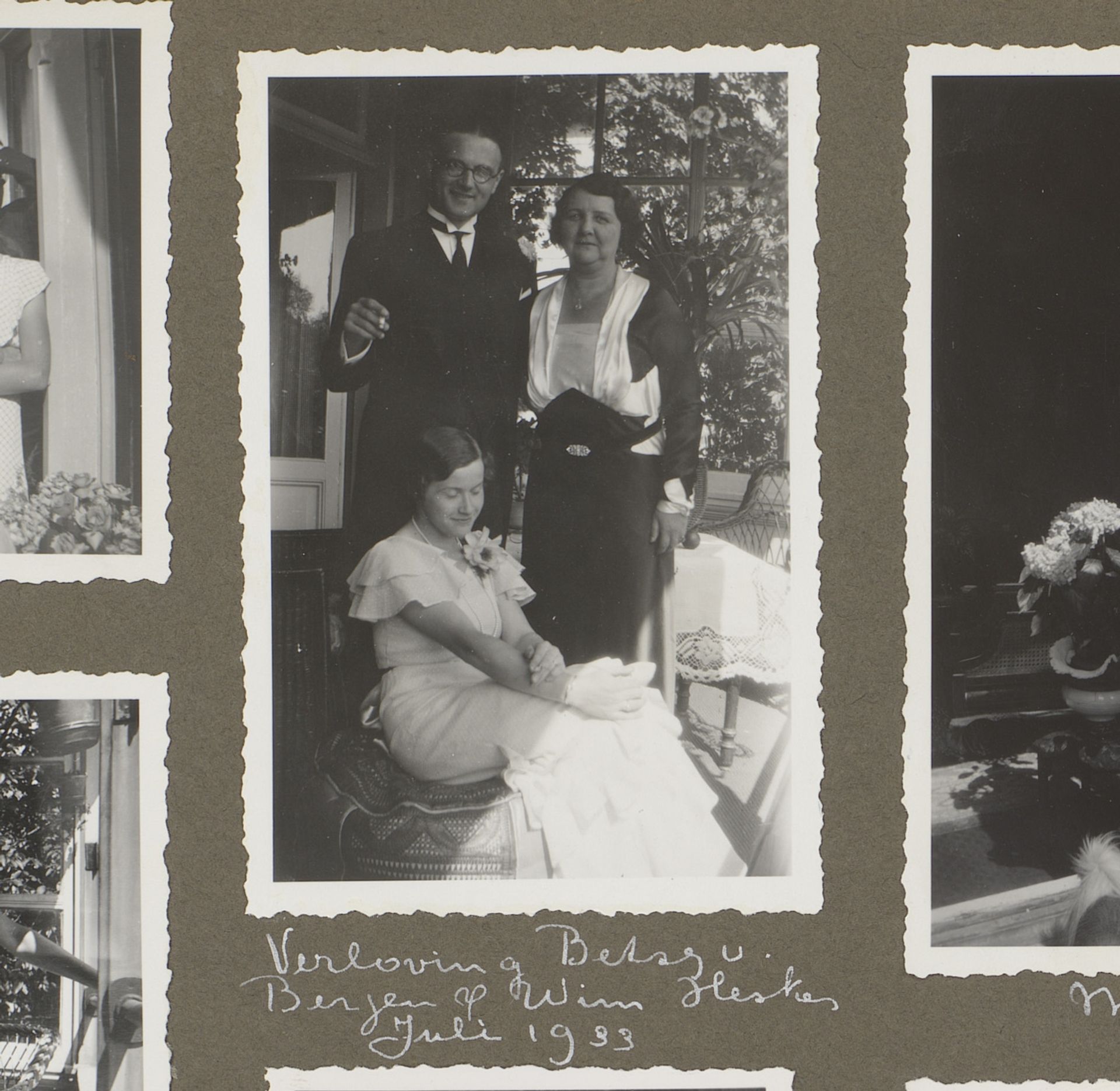 Wim Heskes en Betsy van Bergen bij hun verloving, met Henriëtte van Bergen-Rijnders by Anonymous