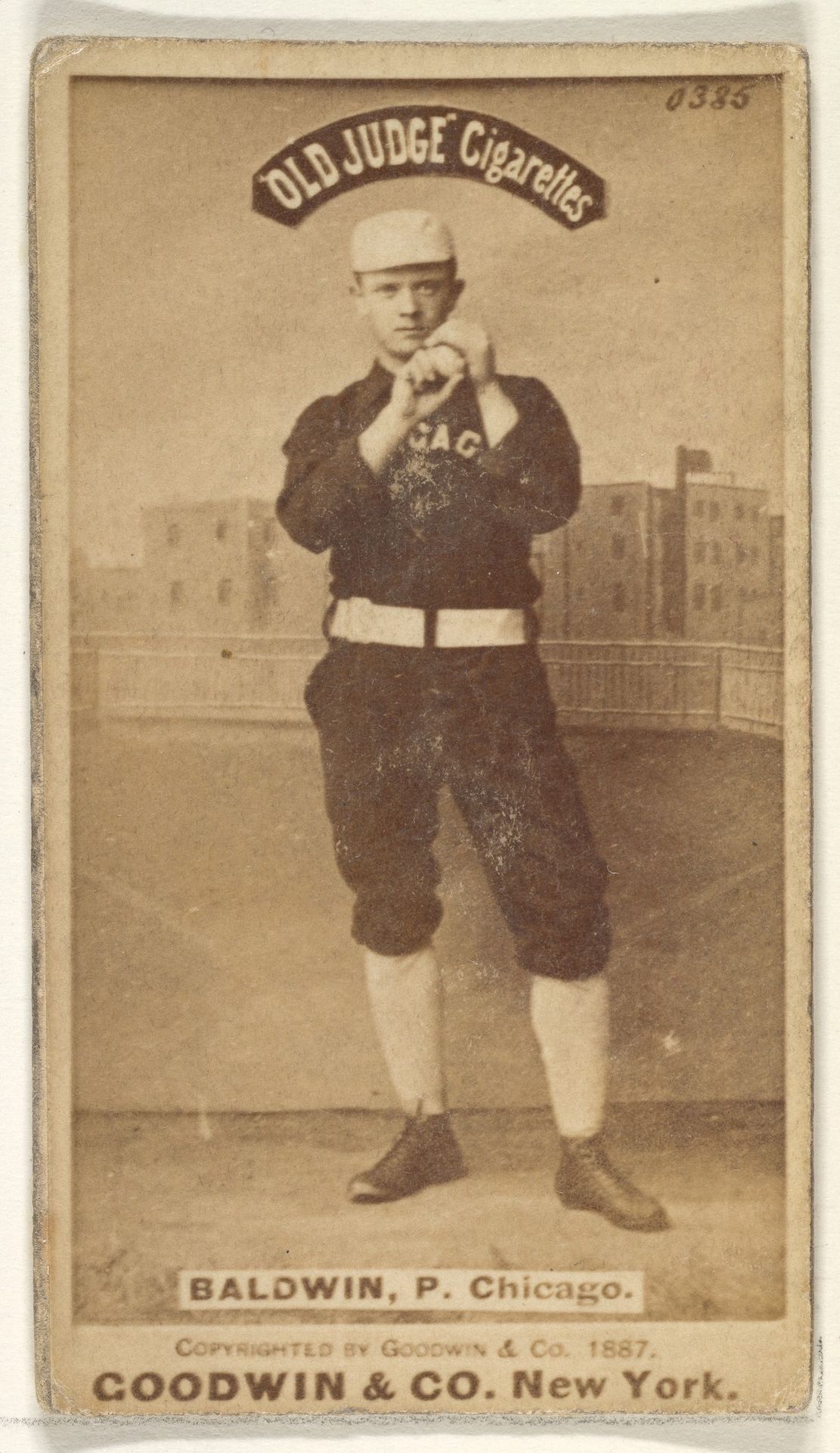 Baldwin, Pitcher, Chicago, from the Old Judge series (N172) for Old Judge Cigarettes by Goodwin & Company