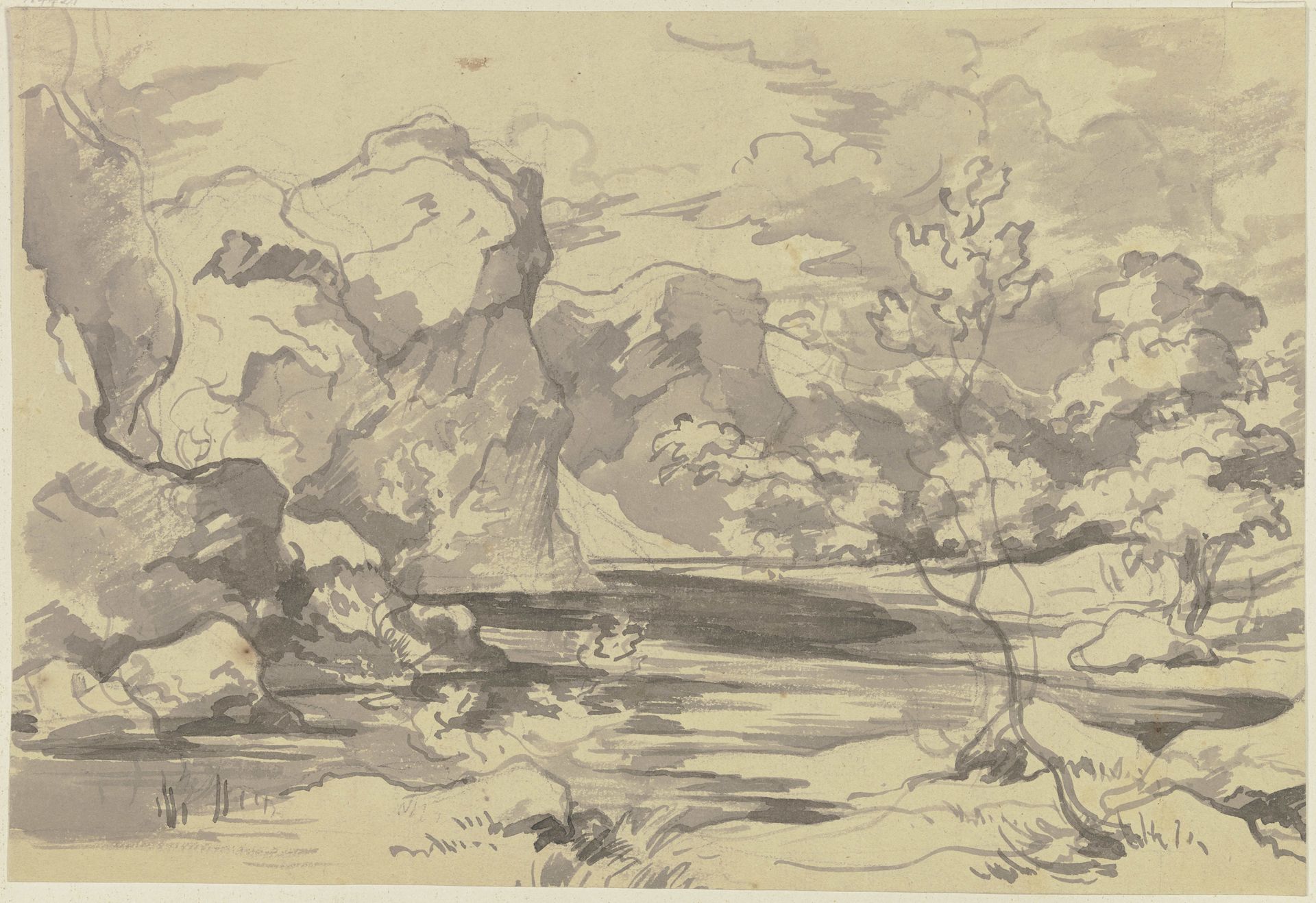River landscape by August Richter