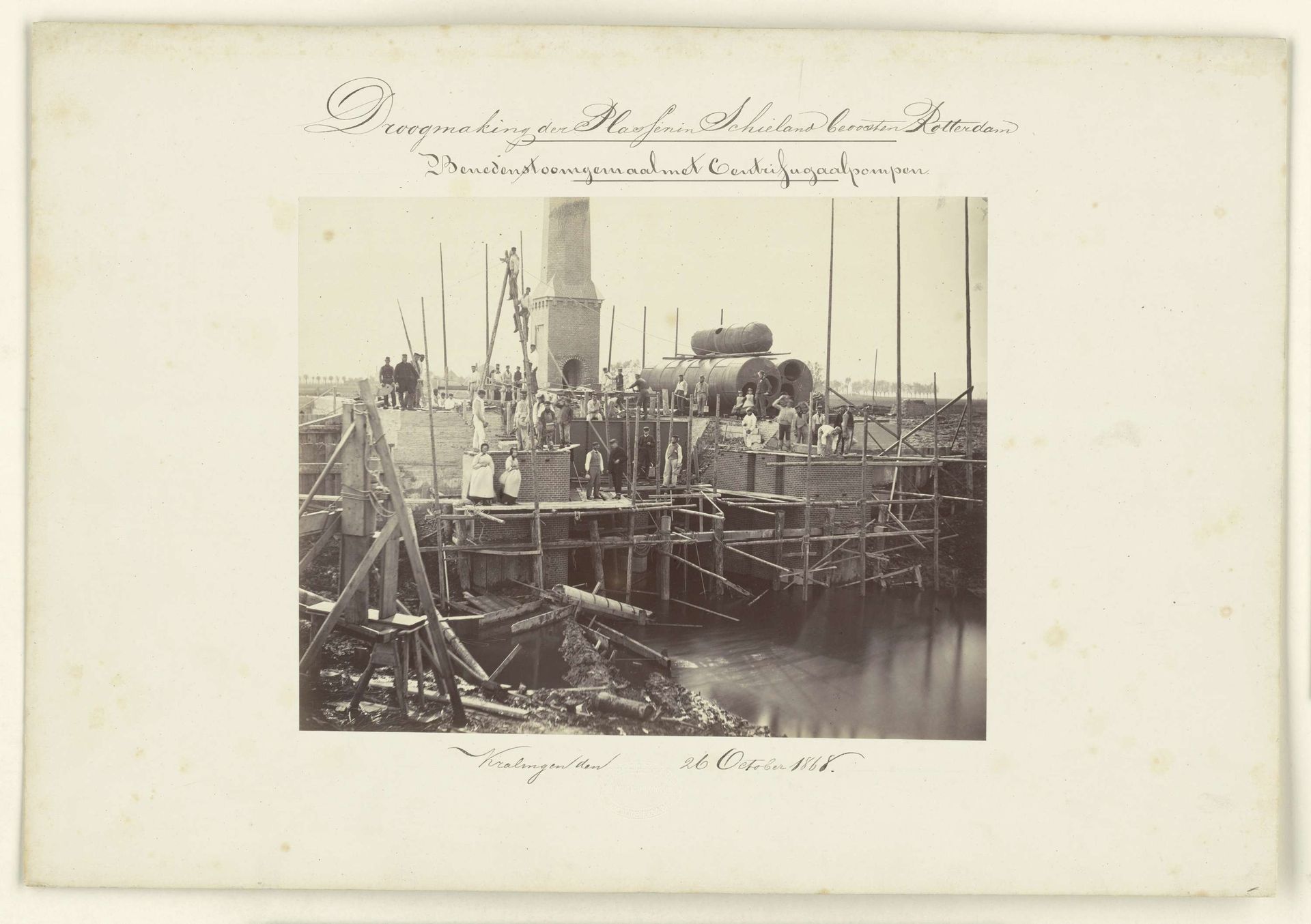 Droogmaking der Plassen in Schieland, beoosten Rotterdam by Jacobus van Gorkom jr.