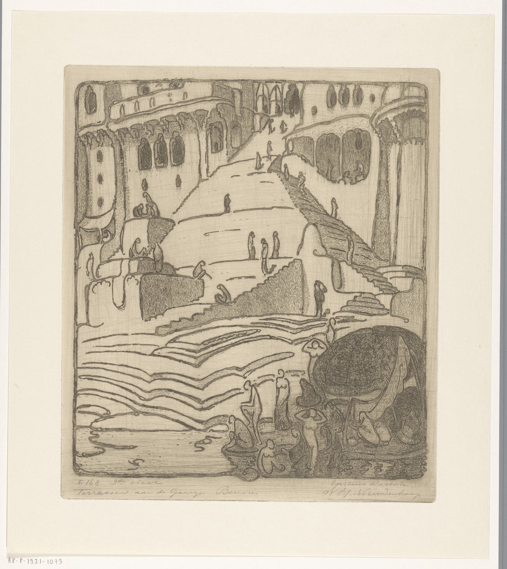 Terrassen aan de Ganges, Benares by Wijnand Otto Jan Nieuwenkamp