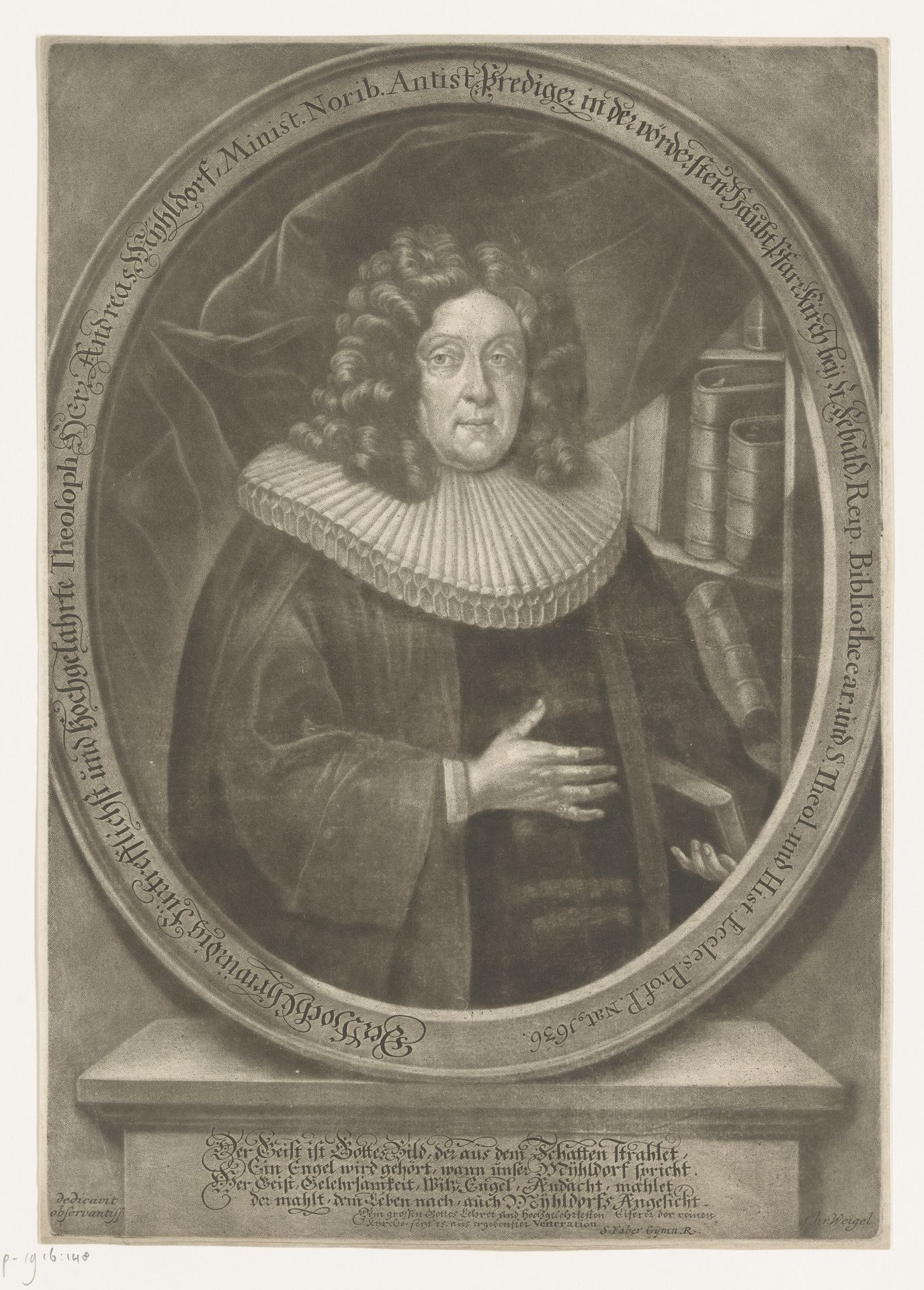 Portret van Andreas Myhldorf by Christoph Weigel