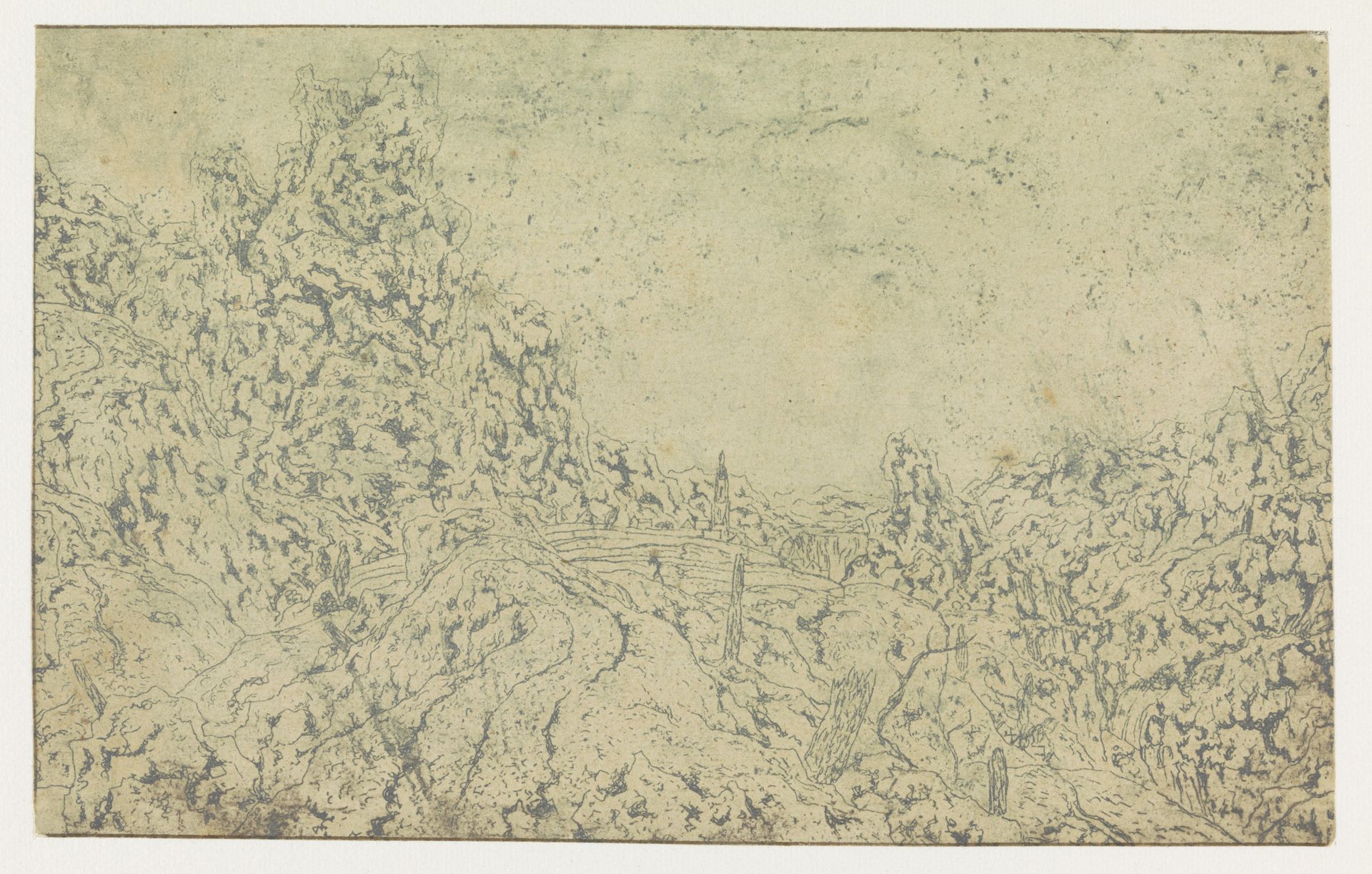 Rocky Landscape with a Tall Tower by Hercules Segers