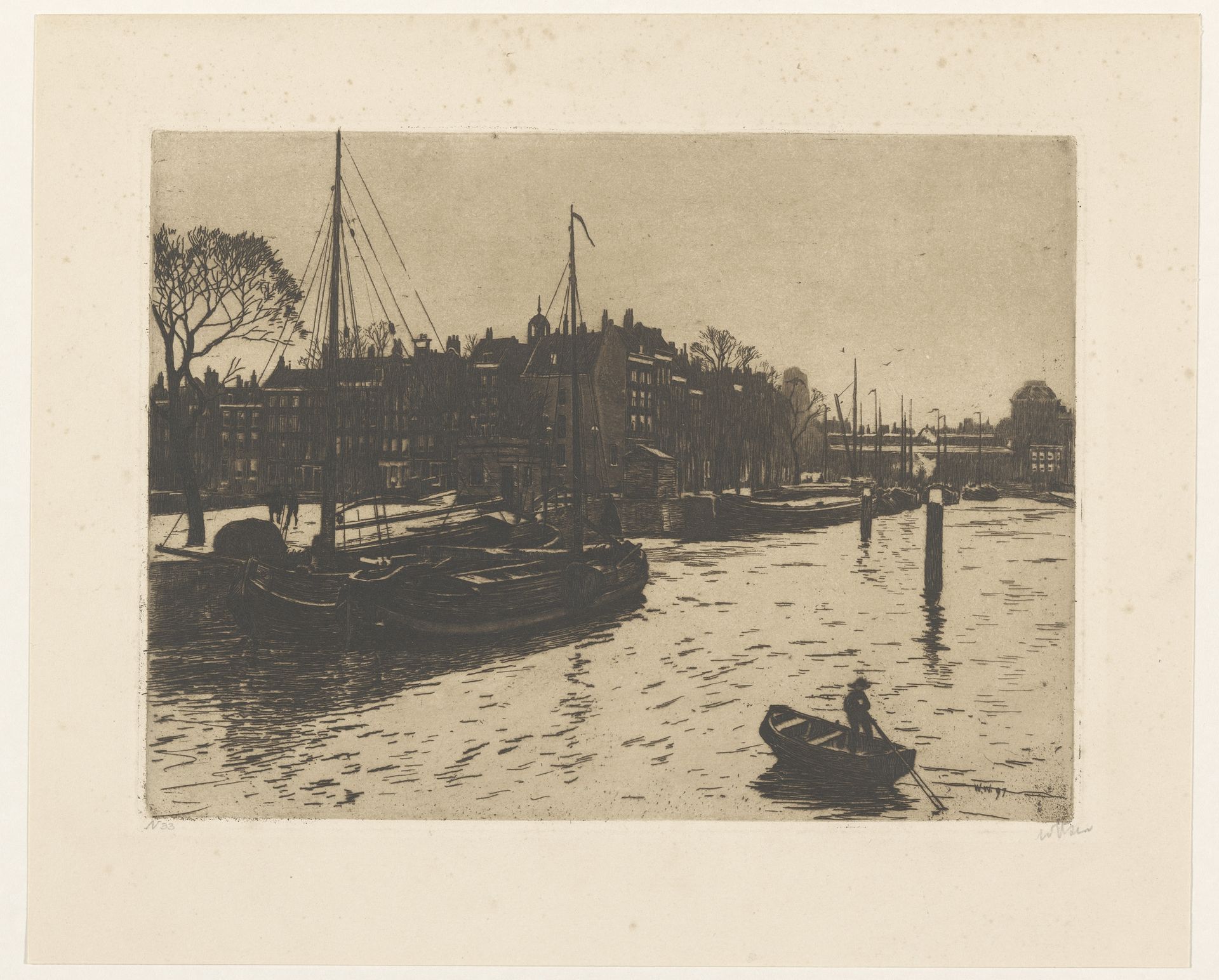 Gezicht op de Leuvehaven in Rotterdam by Willem Witsen