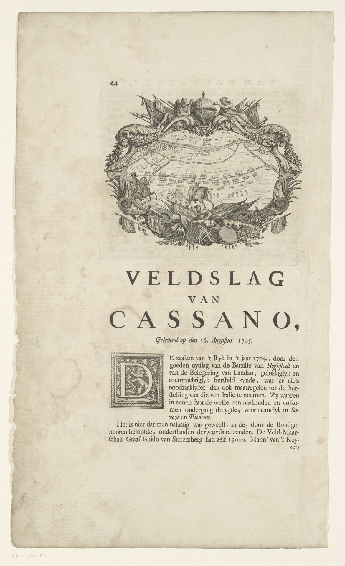 Slag bij Cassano, 1705 by Jan Wandelaar