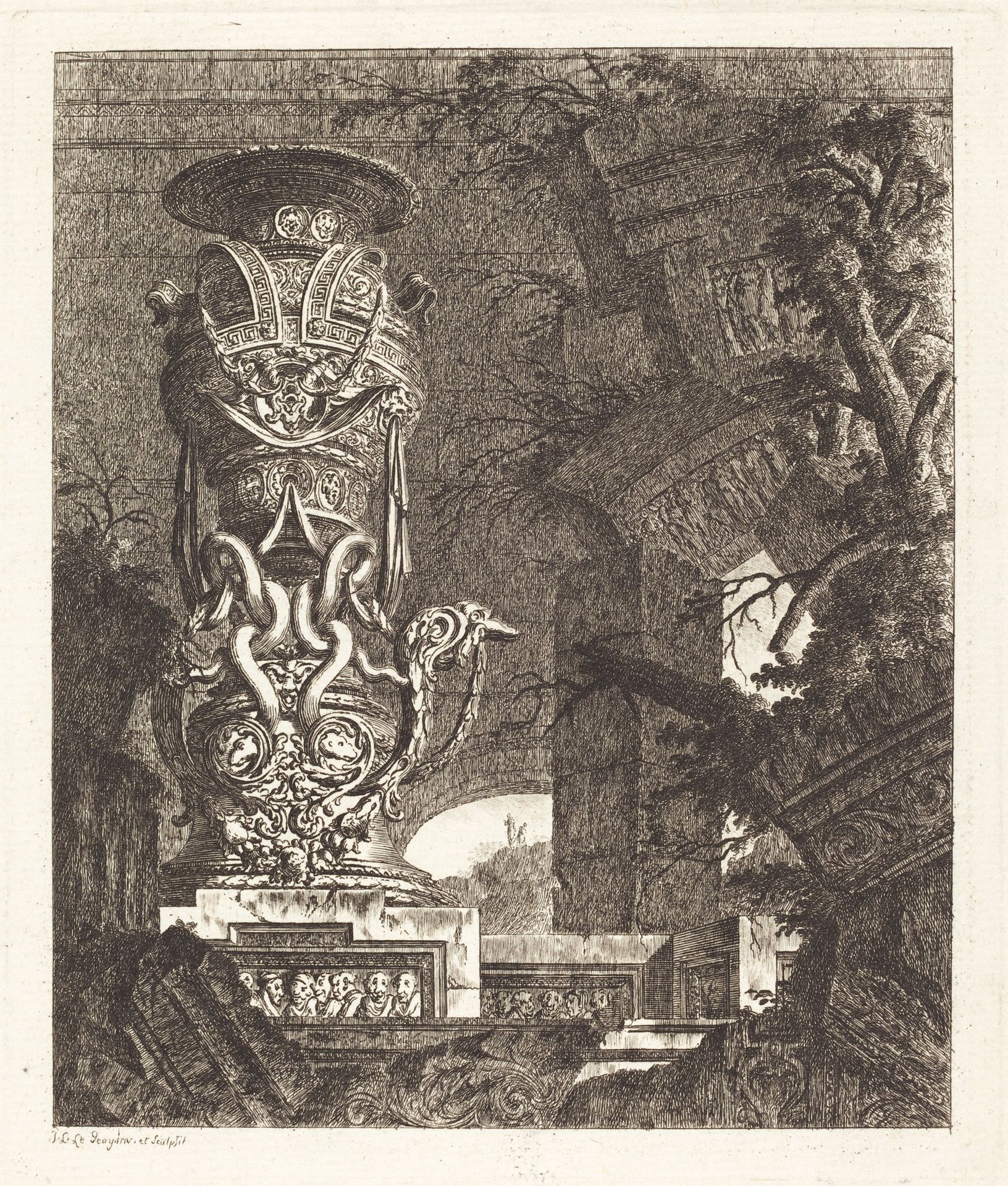 Vase Supported by Intertwined Serpents by Jean Laurent Legeay