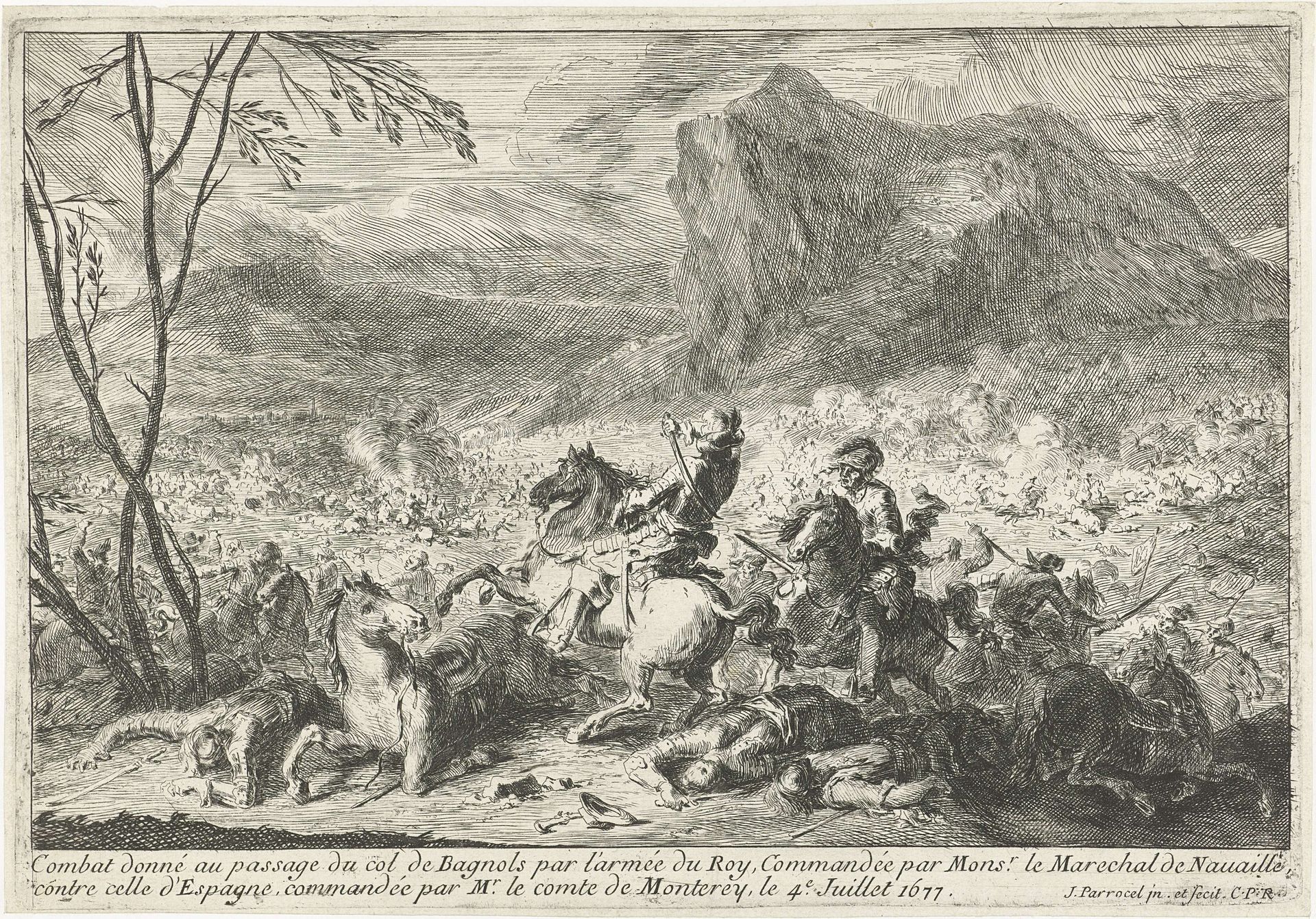 Slag bij de heuvel van Bagnols by Joseph Parrocel
