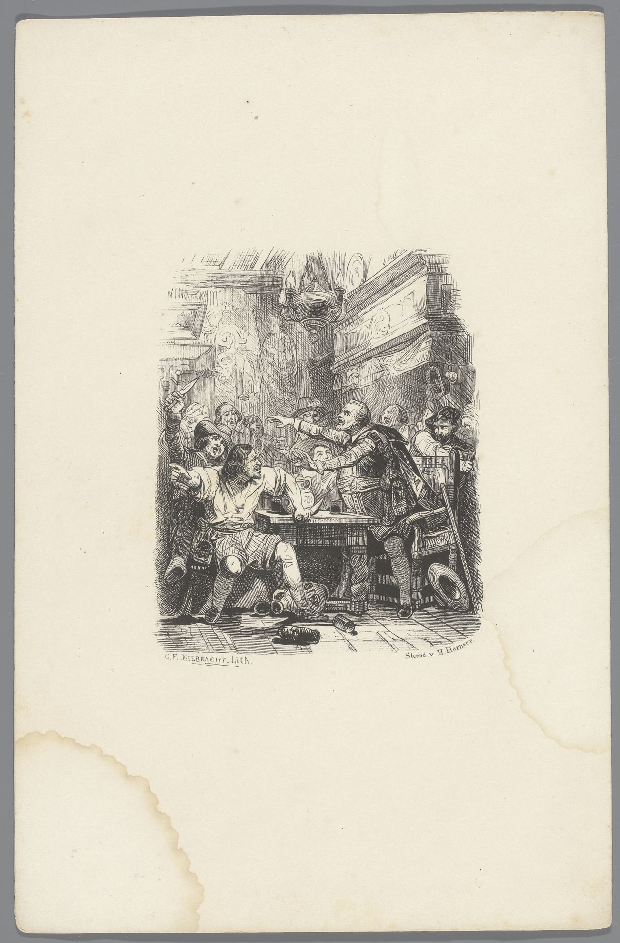 Vechtpartij in een herberg by Gerhardus Fredericus Eilbracht