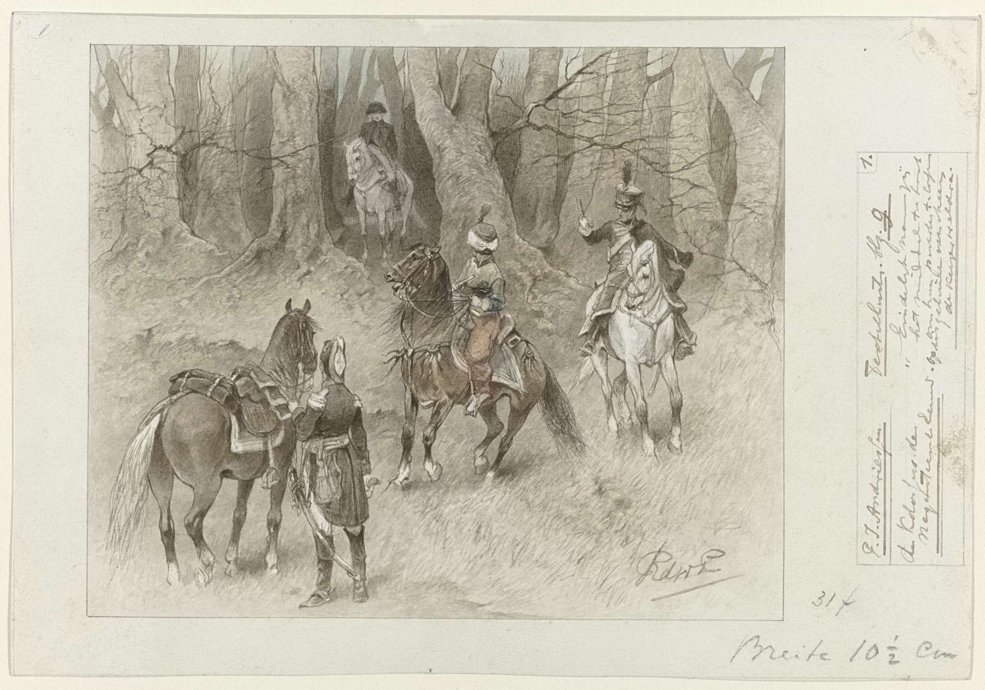 Ontwerp voor illustratie voor De Kolossus der Negentiende Eeuw door P.J. Andriessen (Textill., blz. 9); scène uit het leven van Napoleon by George Lodewijk de Wetstein Pfister