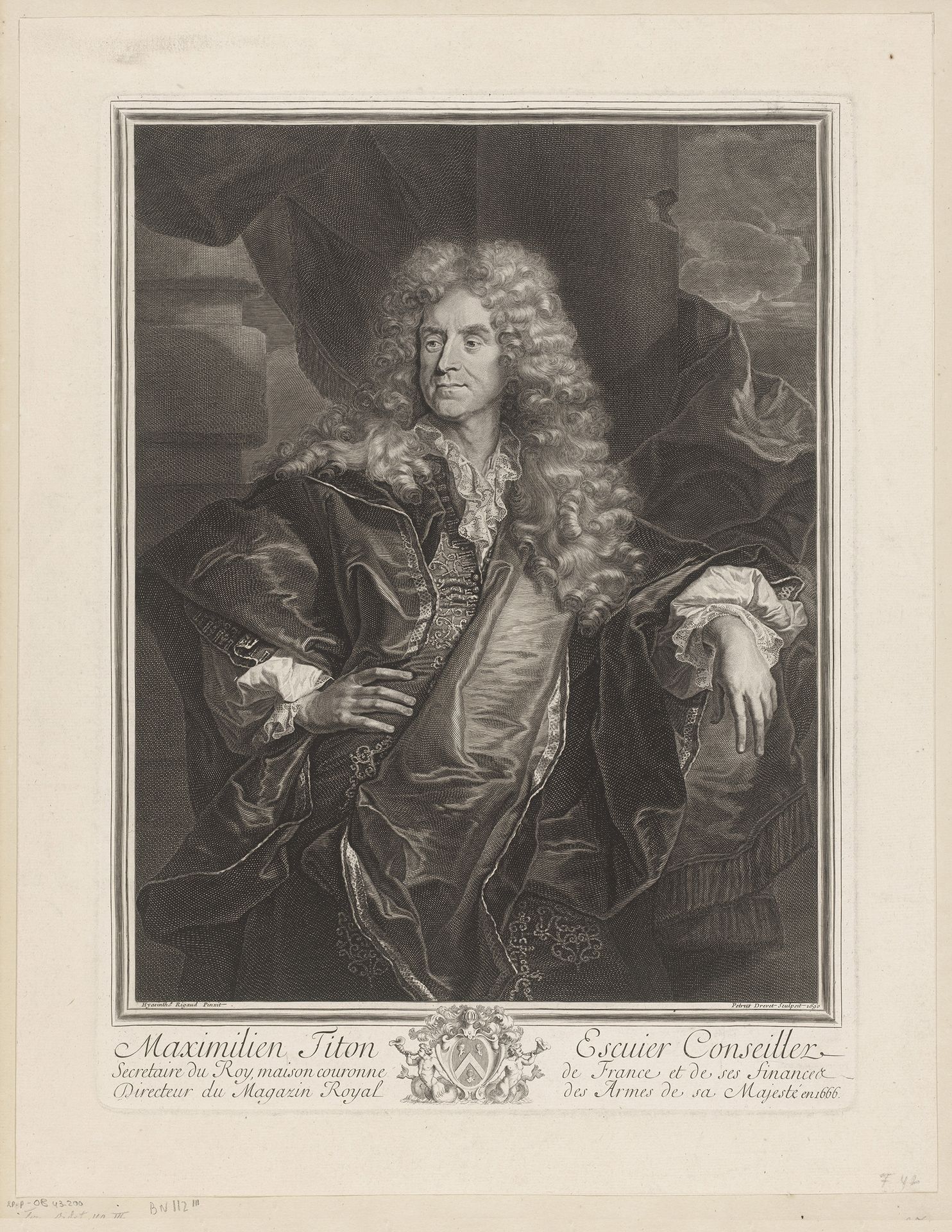 Portret van Maximilien Titon by Pierre Drevet