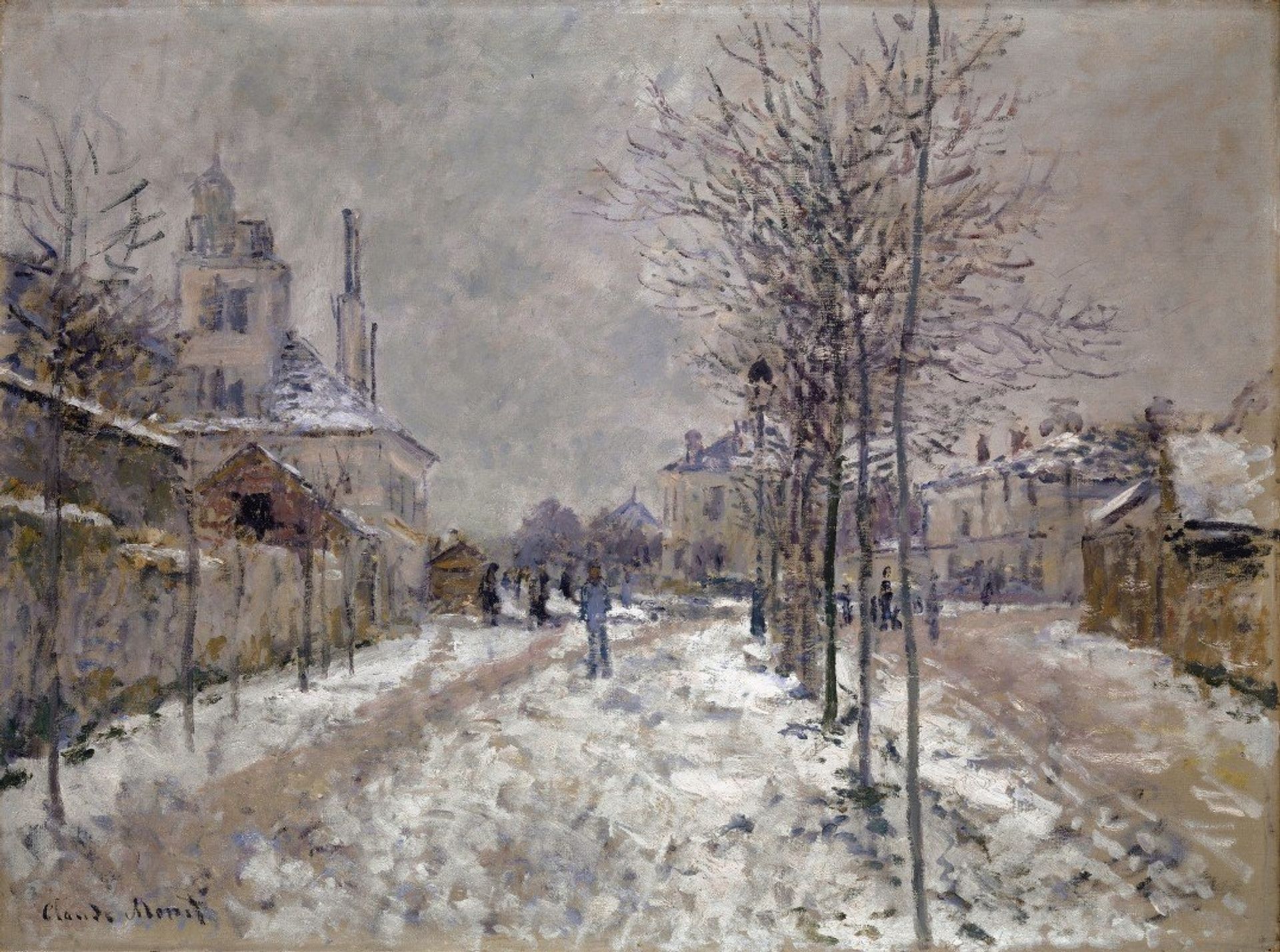 The Snow-Covered Boulevard De Pontoise In Argenteuil by Claude Monet