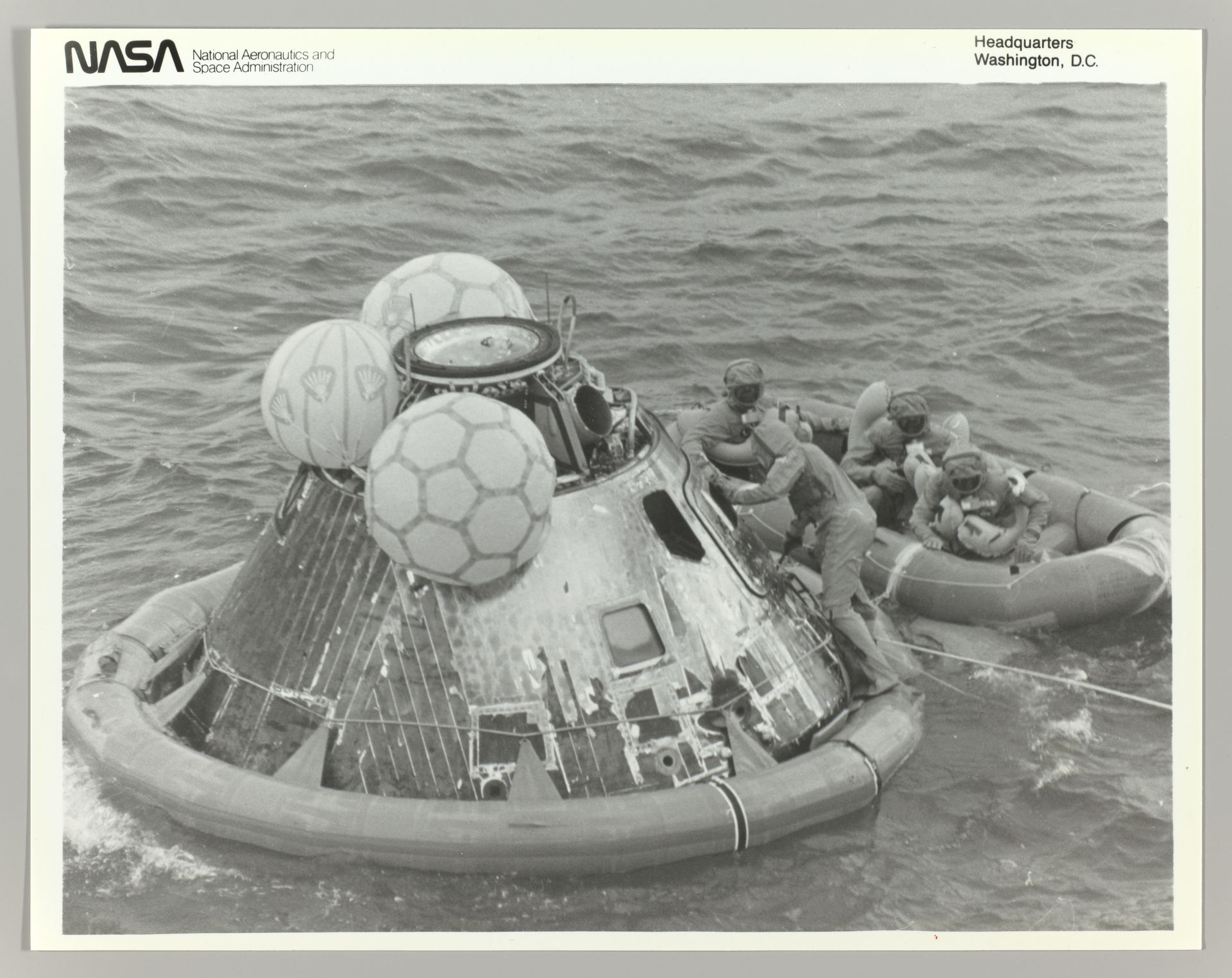 [Astronauts in Lifeboat After Apollo 11 Splashdown] by National Aeronautics and Space Administration (NASA)