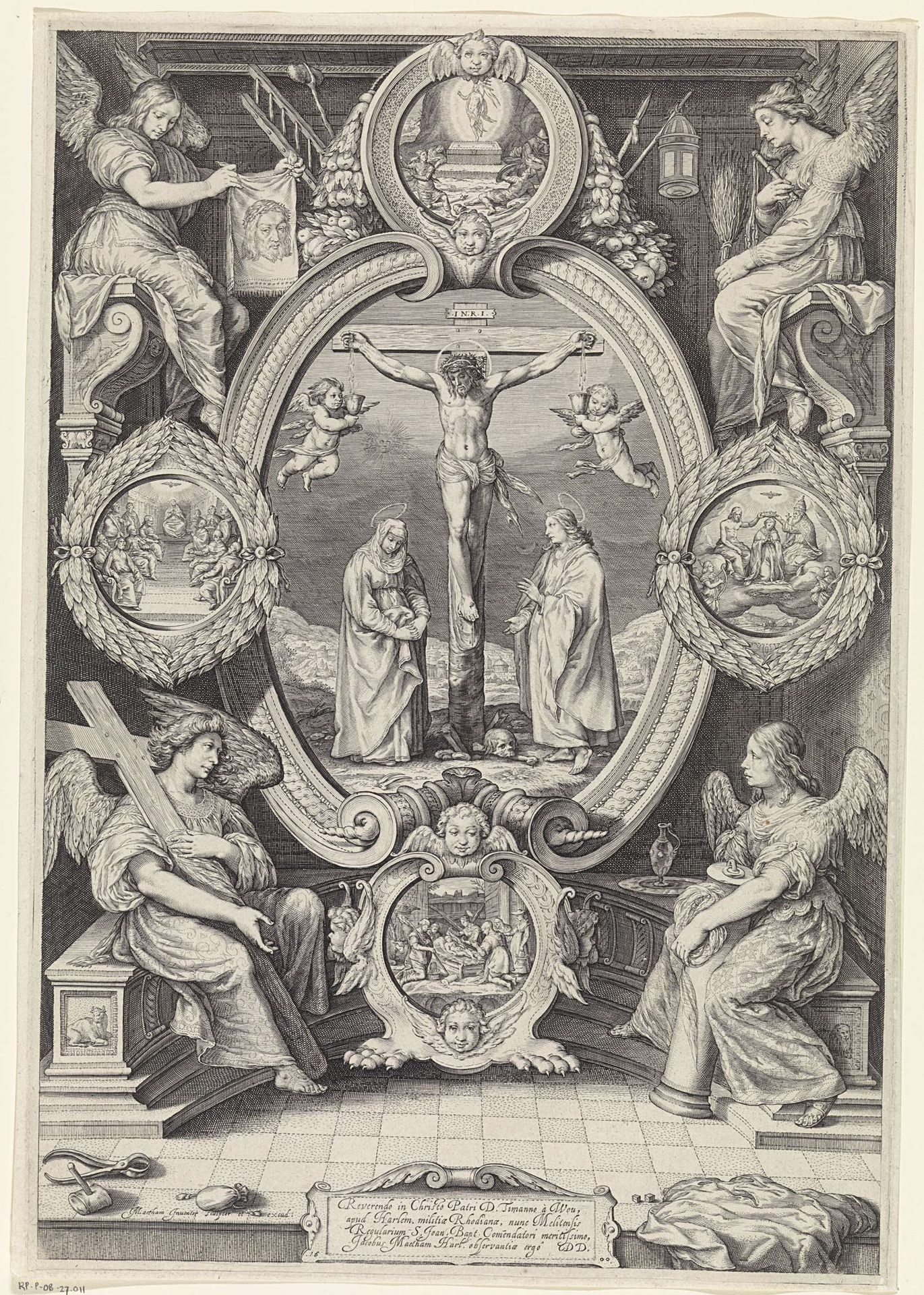 Kruisiging met Maria en Johannes by Jacob Matham
