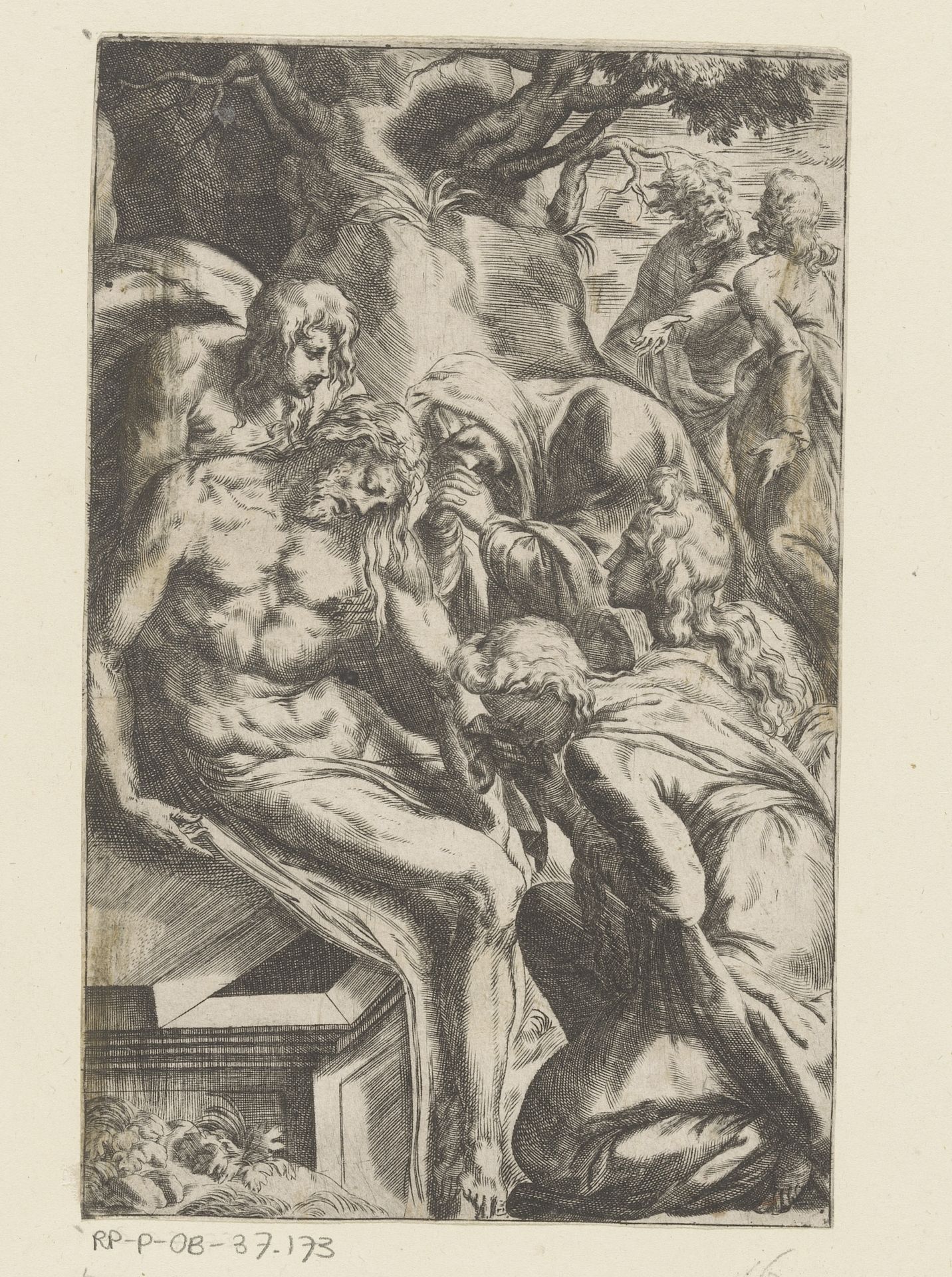 Graflegging van Christus by Orazio de Santis