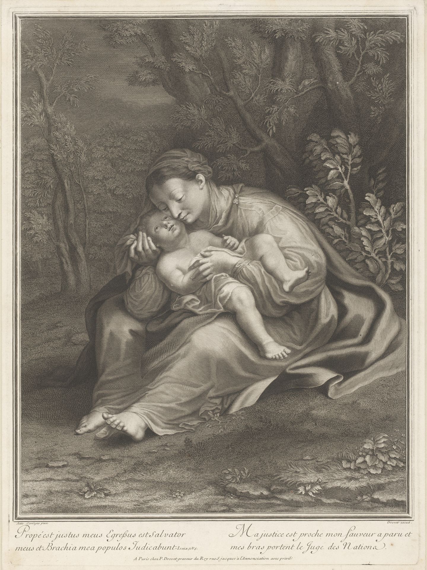 Maria met kind in een landschap by Simon de la Vallée