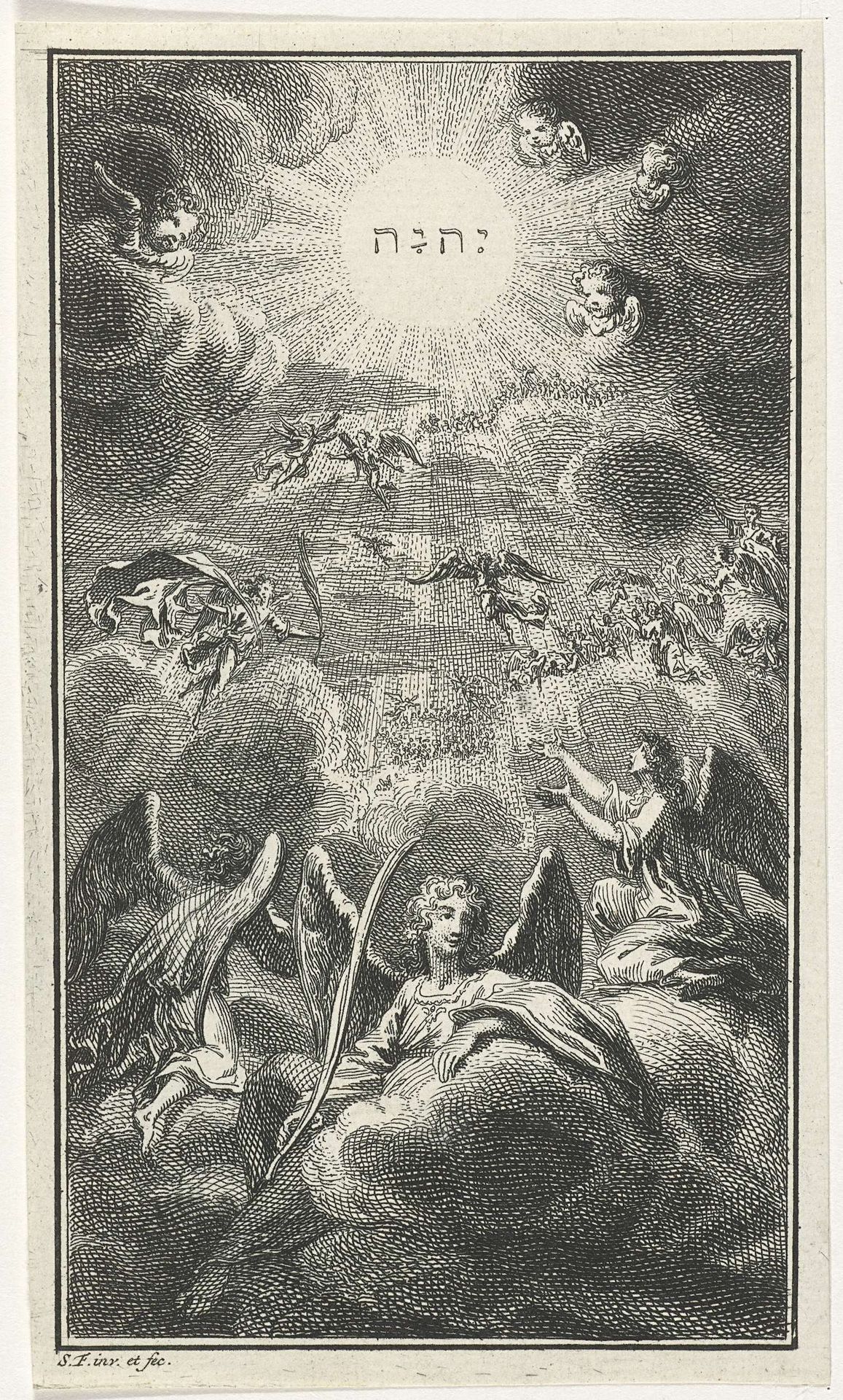 Hemel met engelen by Simon Fokke