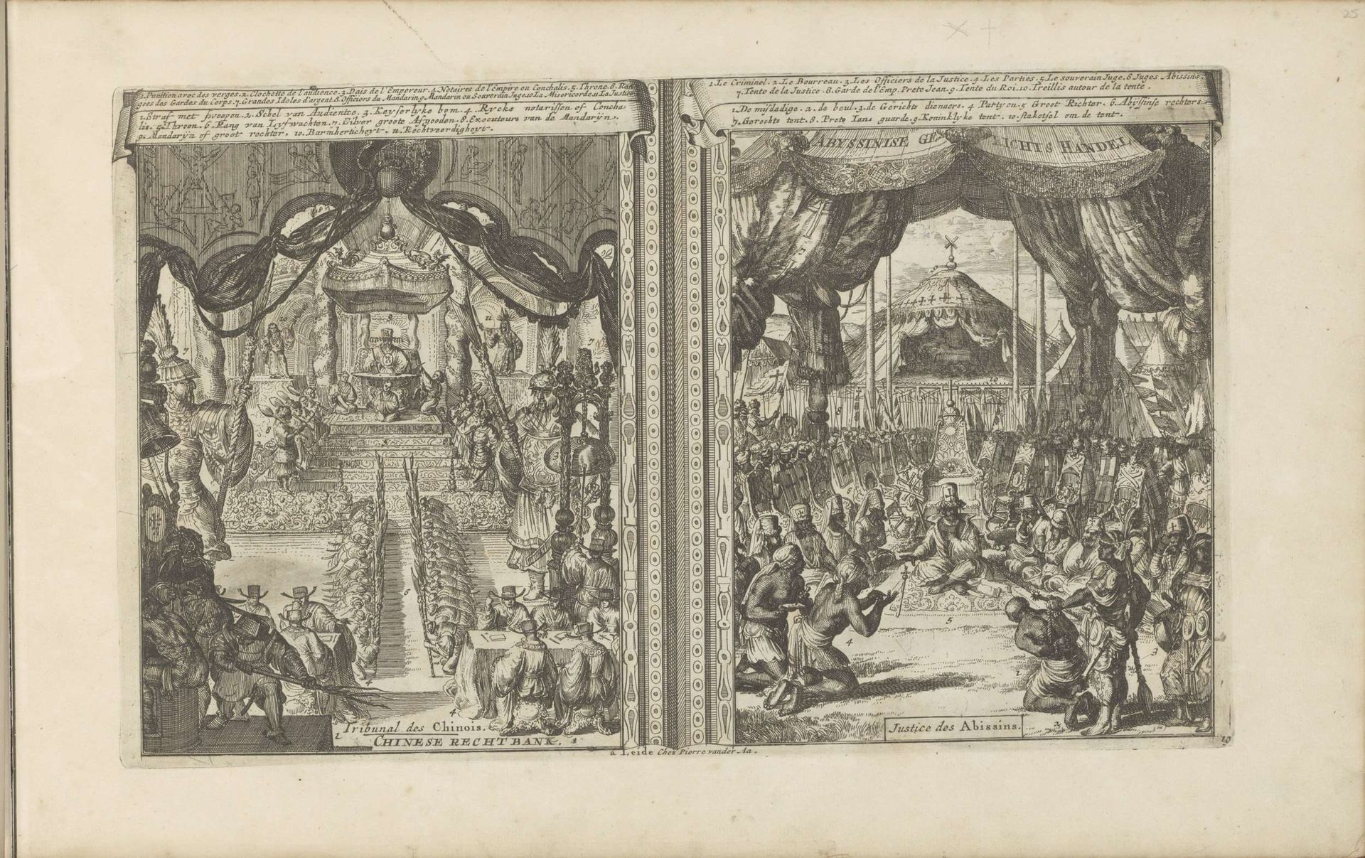 Rechtbank in China en Abbesinië by Romeyn de Hooghe