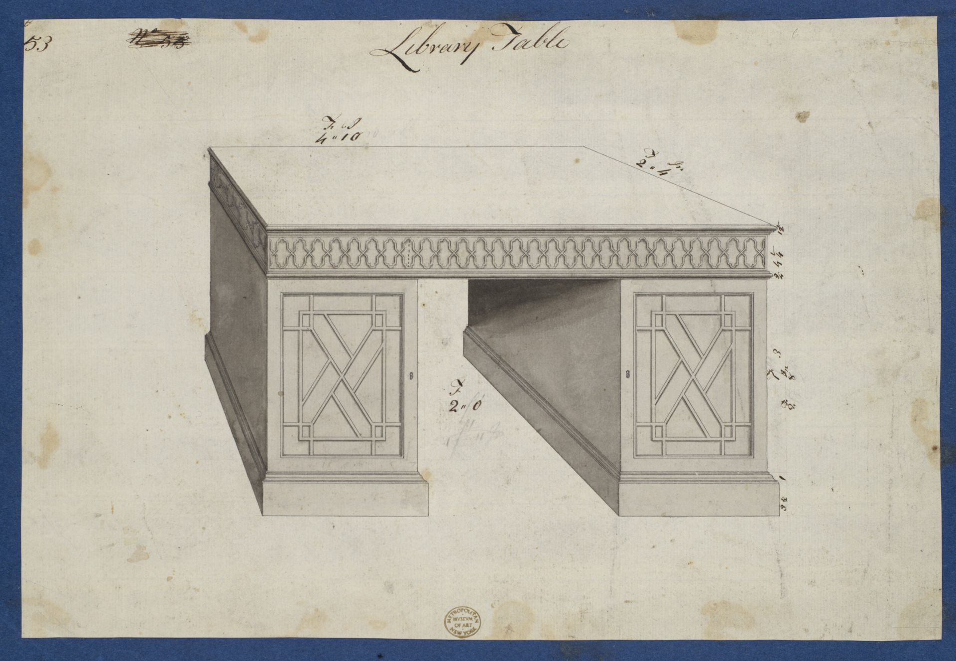 Library Table, from Chippendale Drawings, Vol. II by Thomas Chippendale