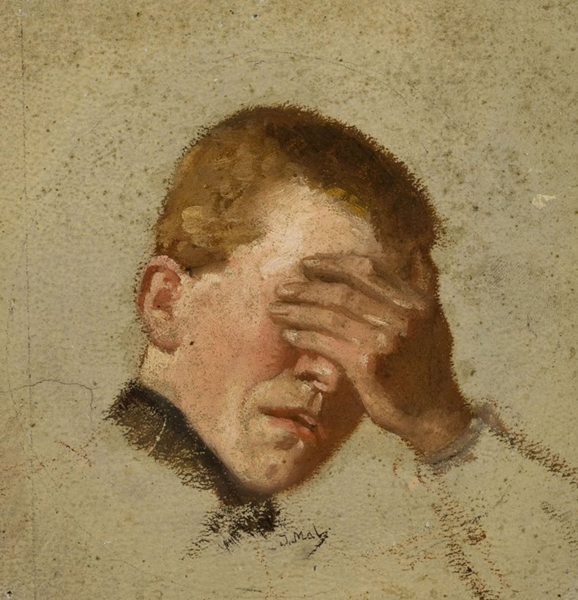 Boy covering his eyes by Jacek Malczewski