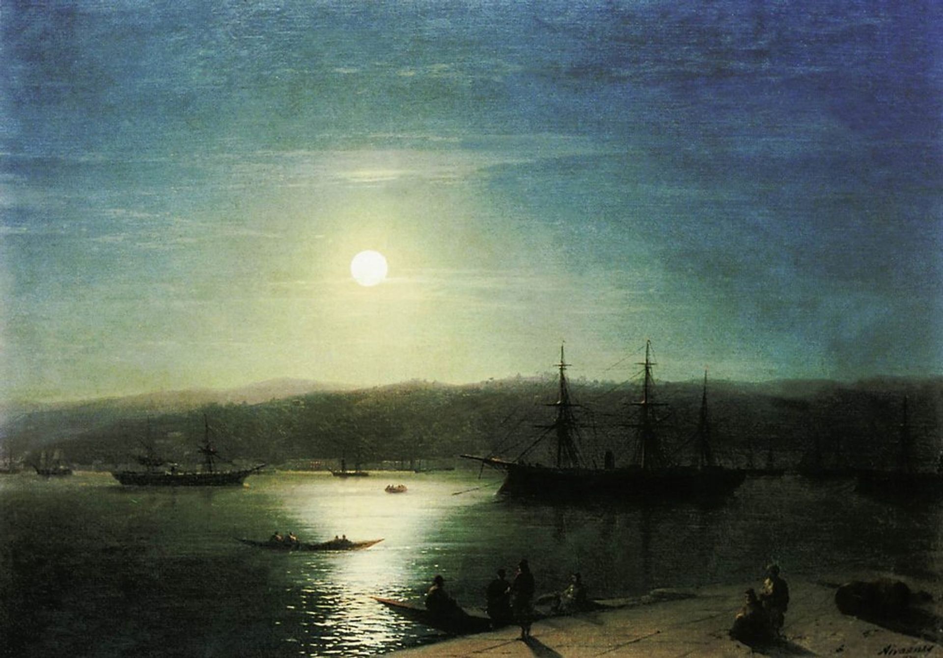 Bosphorus in the moonlight by Ivan Konstantinovich Aivazovsky